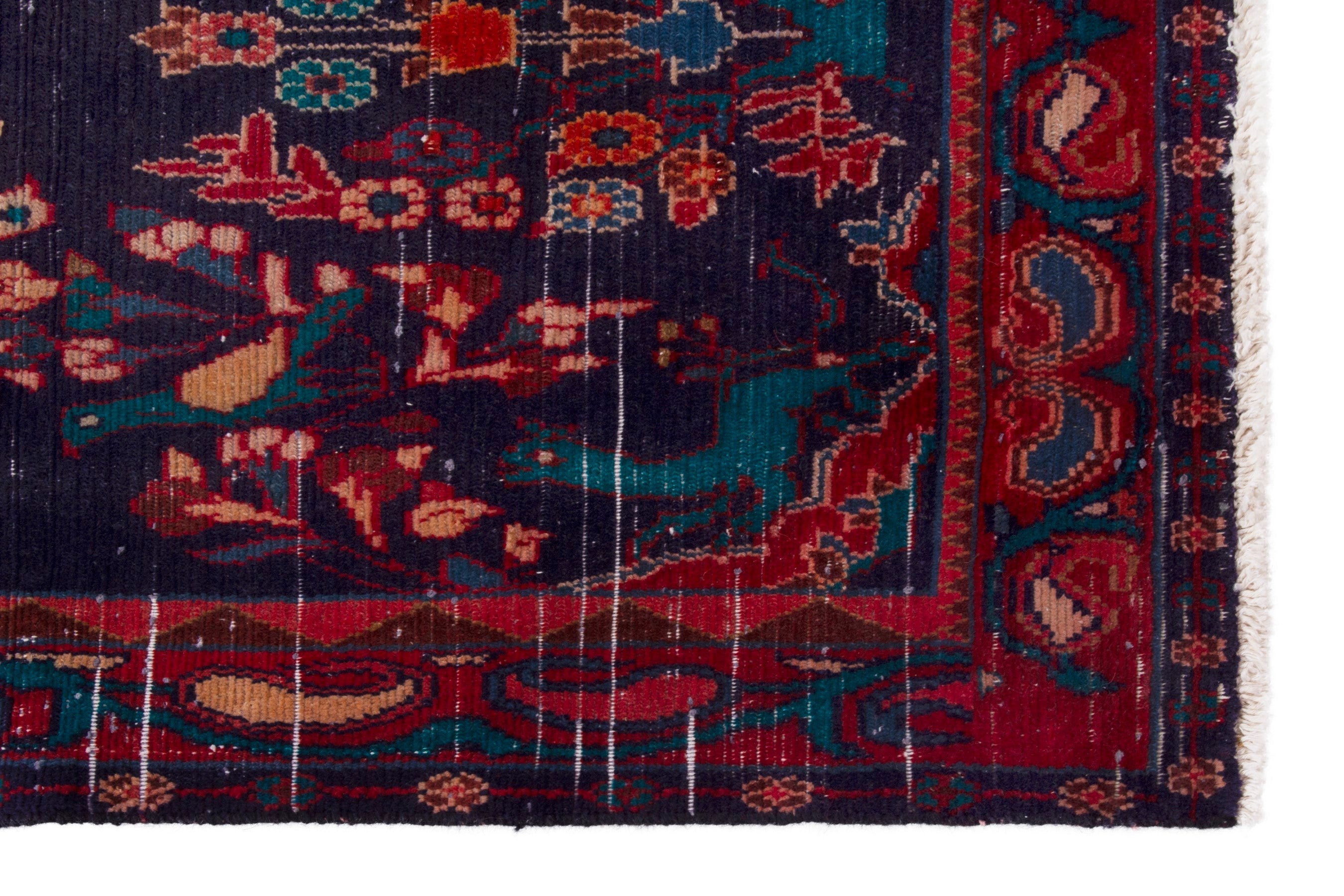 Persian Arak runner rug in navy and deep red, view 10 of 18