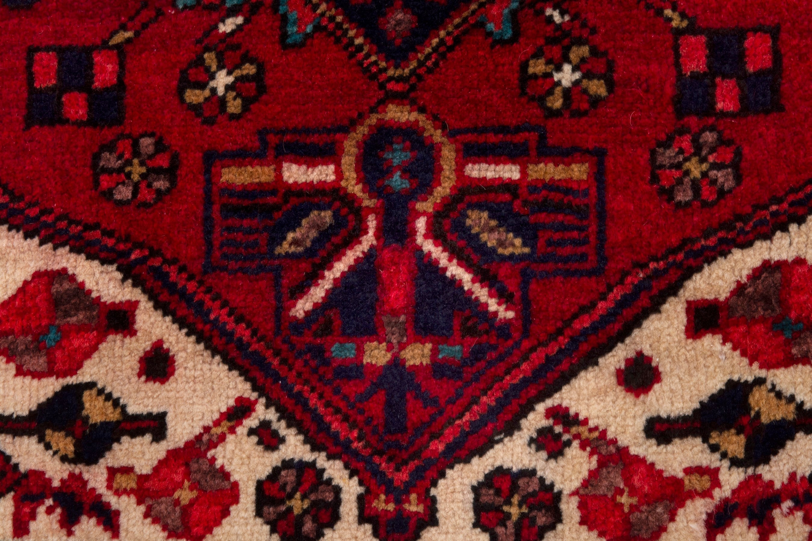 Persian Gorevan runner rug in deep red and cream, view 10 of 18