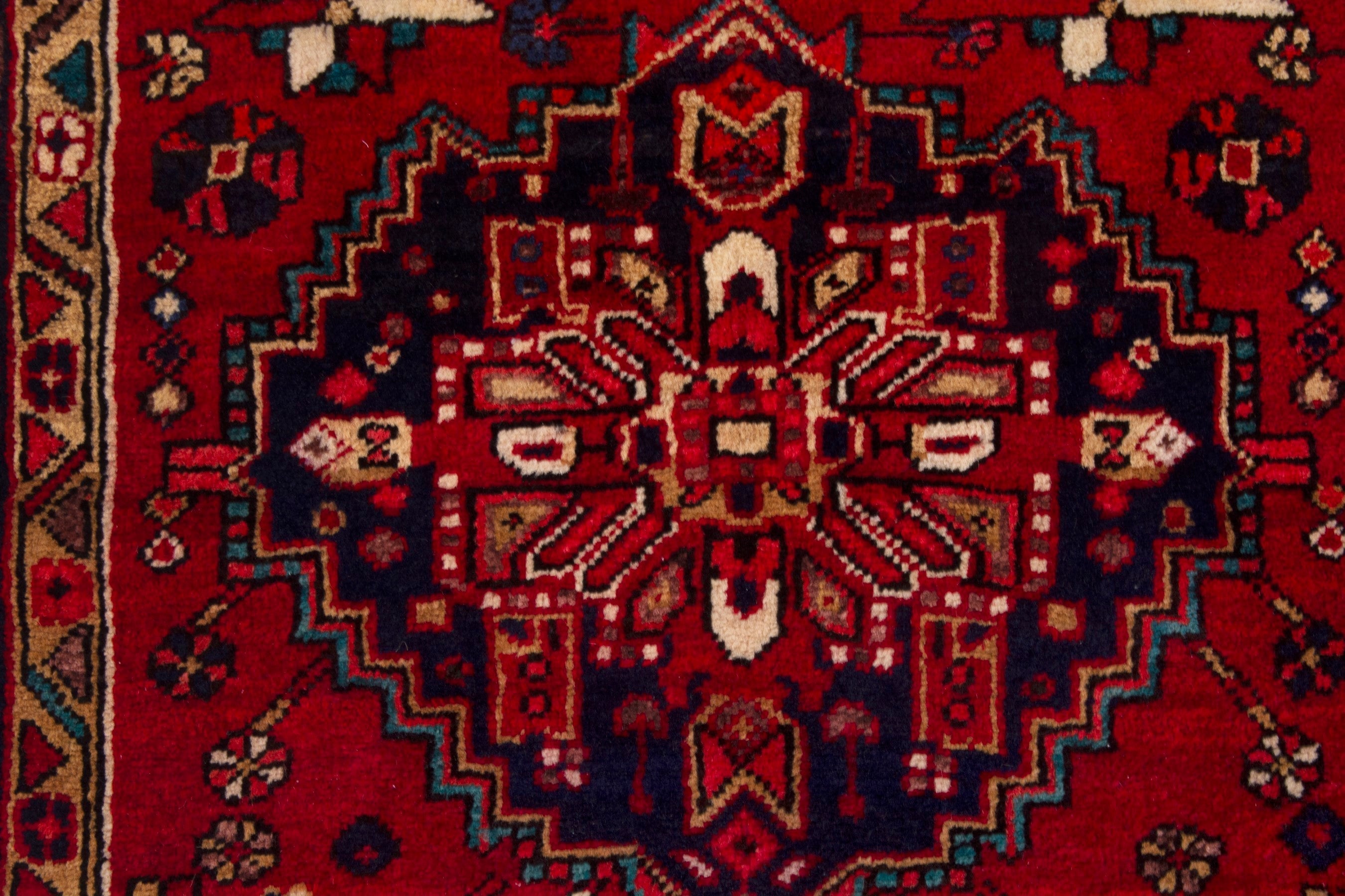 Persian Gorevan runner rug in deep red and cream, view 11 of 18