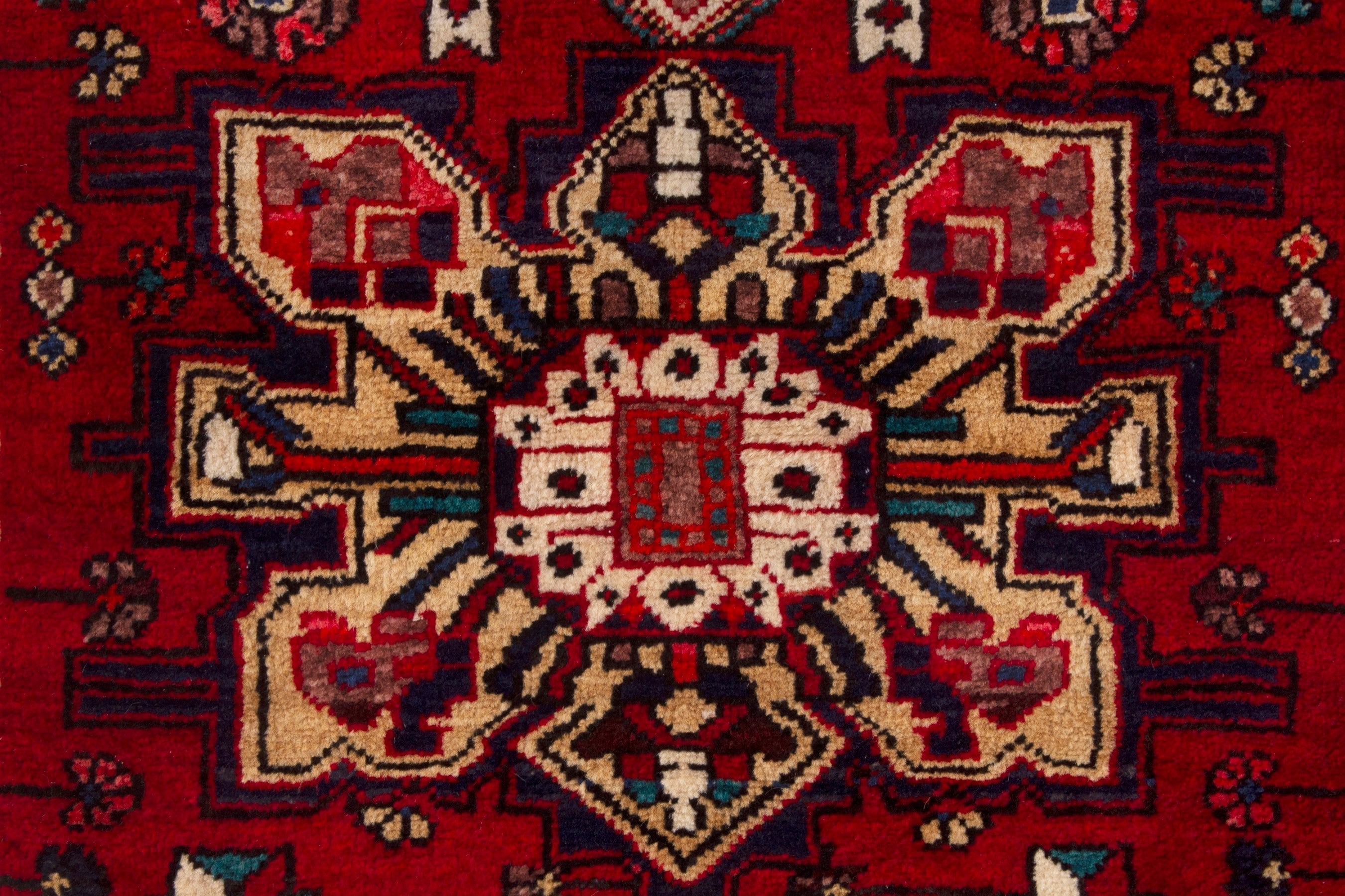 Persian Gorevan runner rug in deep red and cream, view 12 of 18