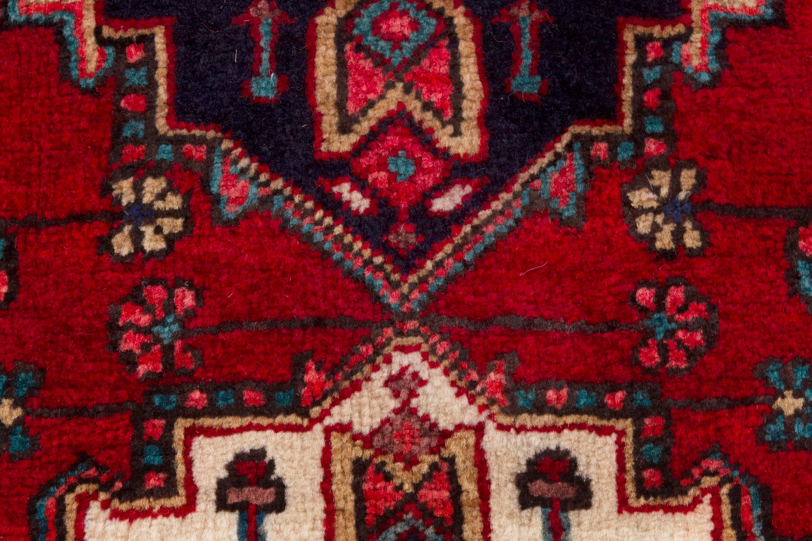 Persian Gorevan runner rug in deep red and cream, view 13 of 18