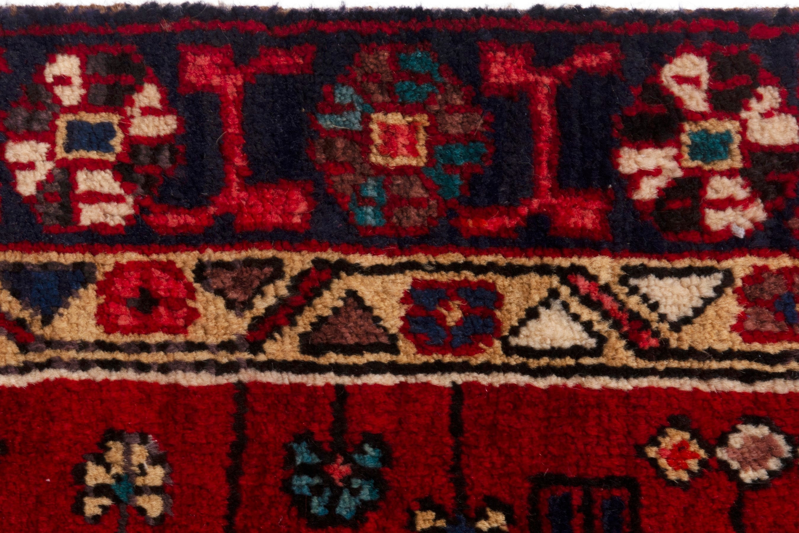 Persian Gorevan runner rug in deep red and cream, view 14 of 18