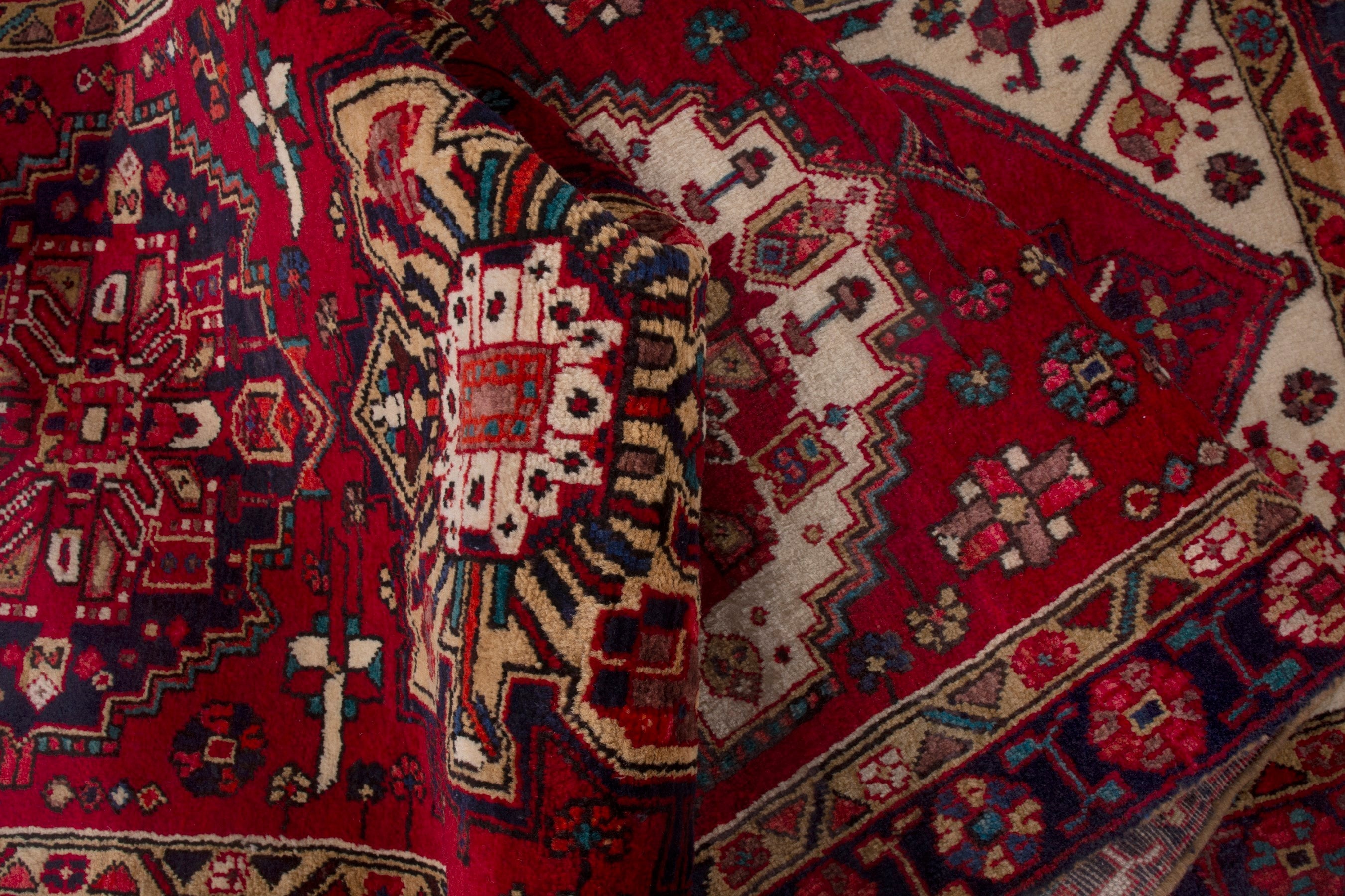 Persian Gorevan runner rug in deep red and cream, view 16 of 18