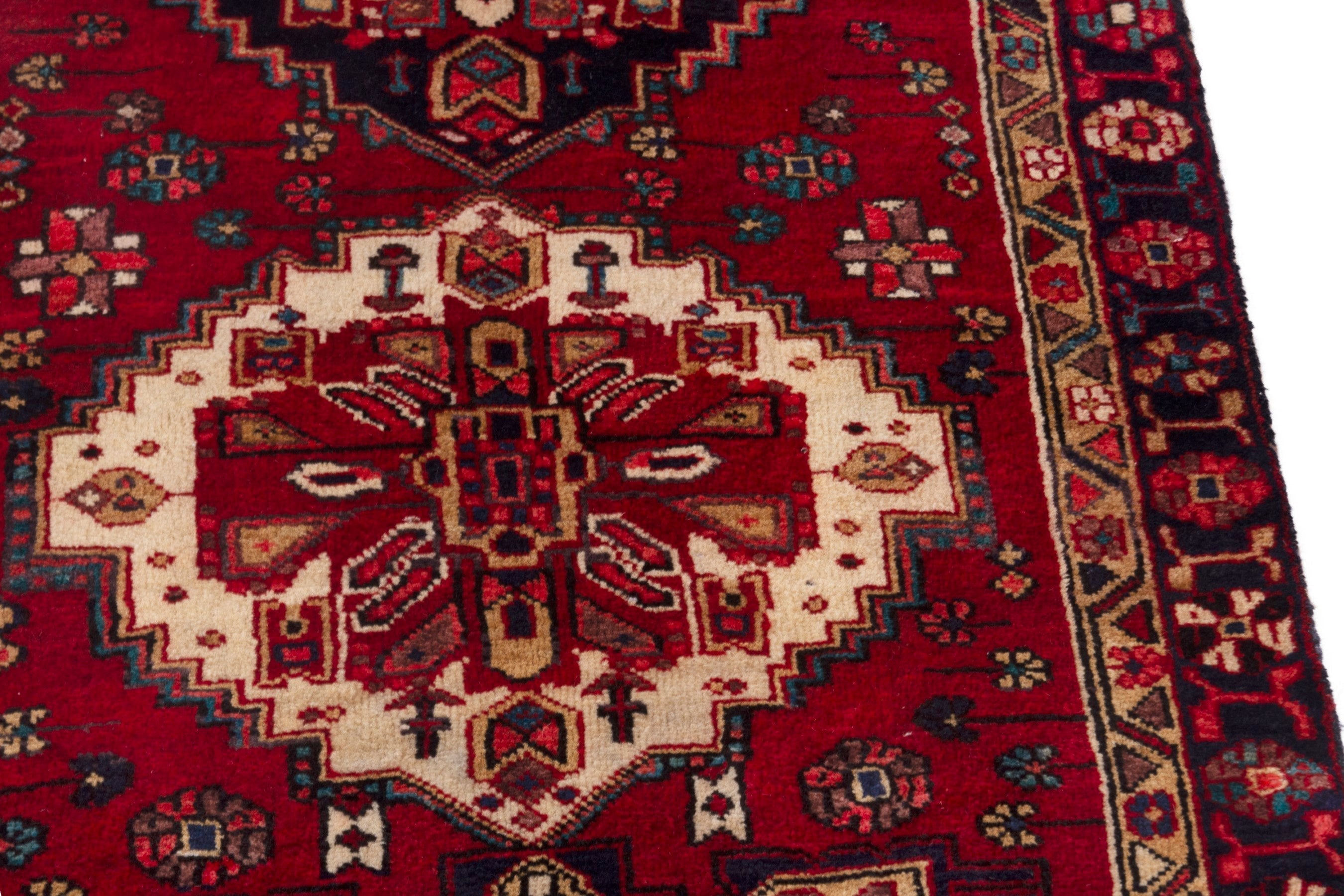 Persian Gorevan runner rug in deep red and cream, view 8 of 18