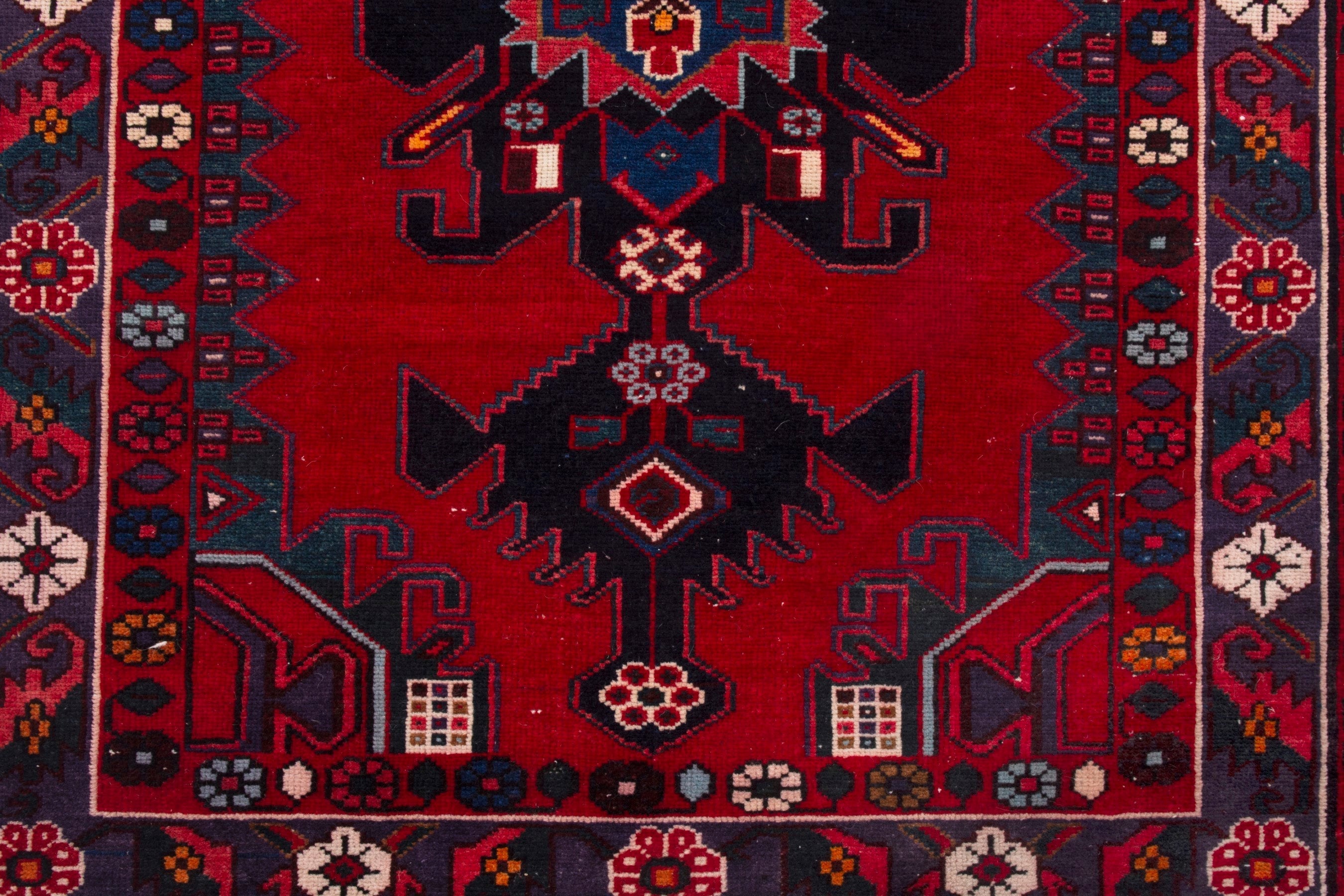 Persian Zanjan runner rug in deep red and burgundy, view 10 of 17
