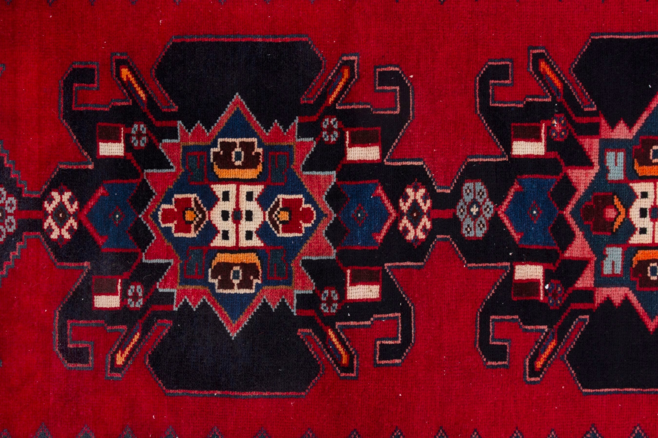 Persian Zanjan runner rug in deep red and burgundy, view 11 of 17