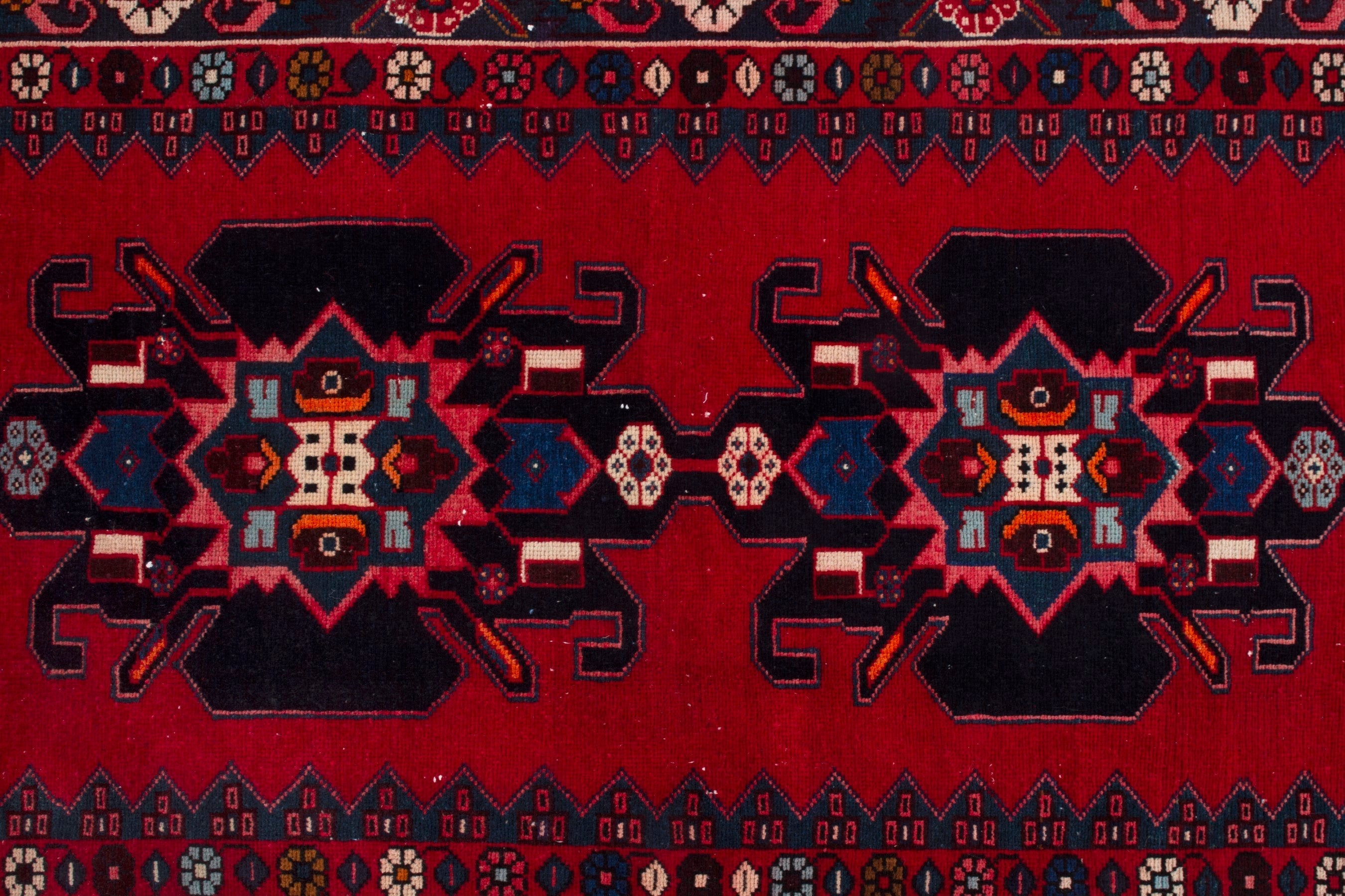 Persian Zanjan runner rug in deep red and burgundy, view 12 of 17