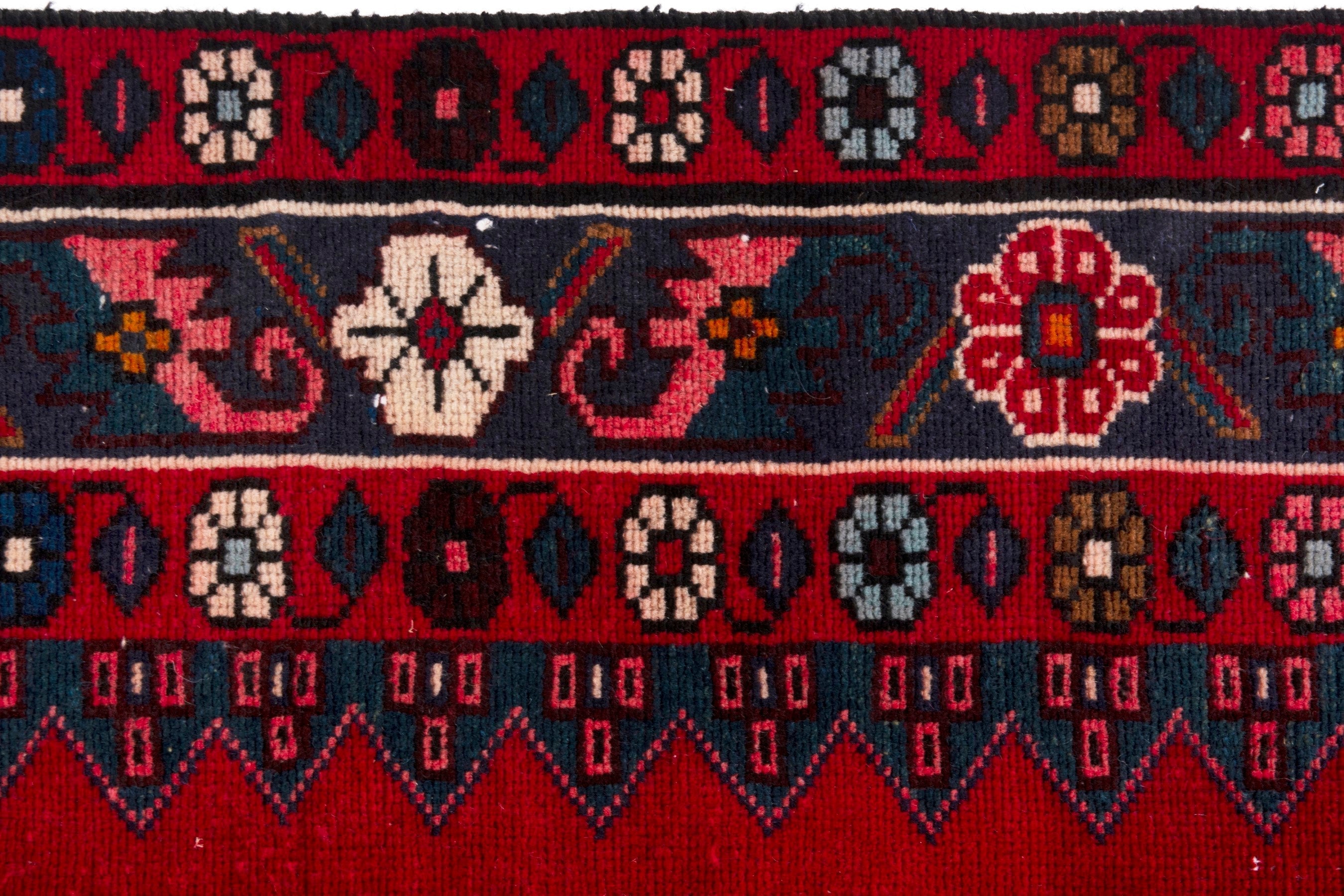 Persian Zanjan runner rug in deep red and burgundy, view 13 of 17