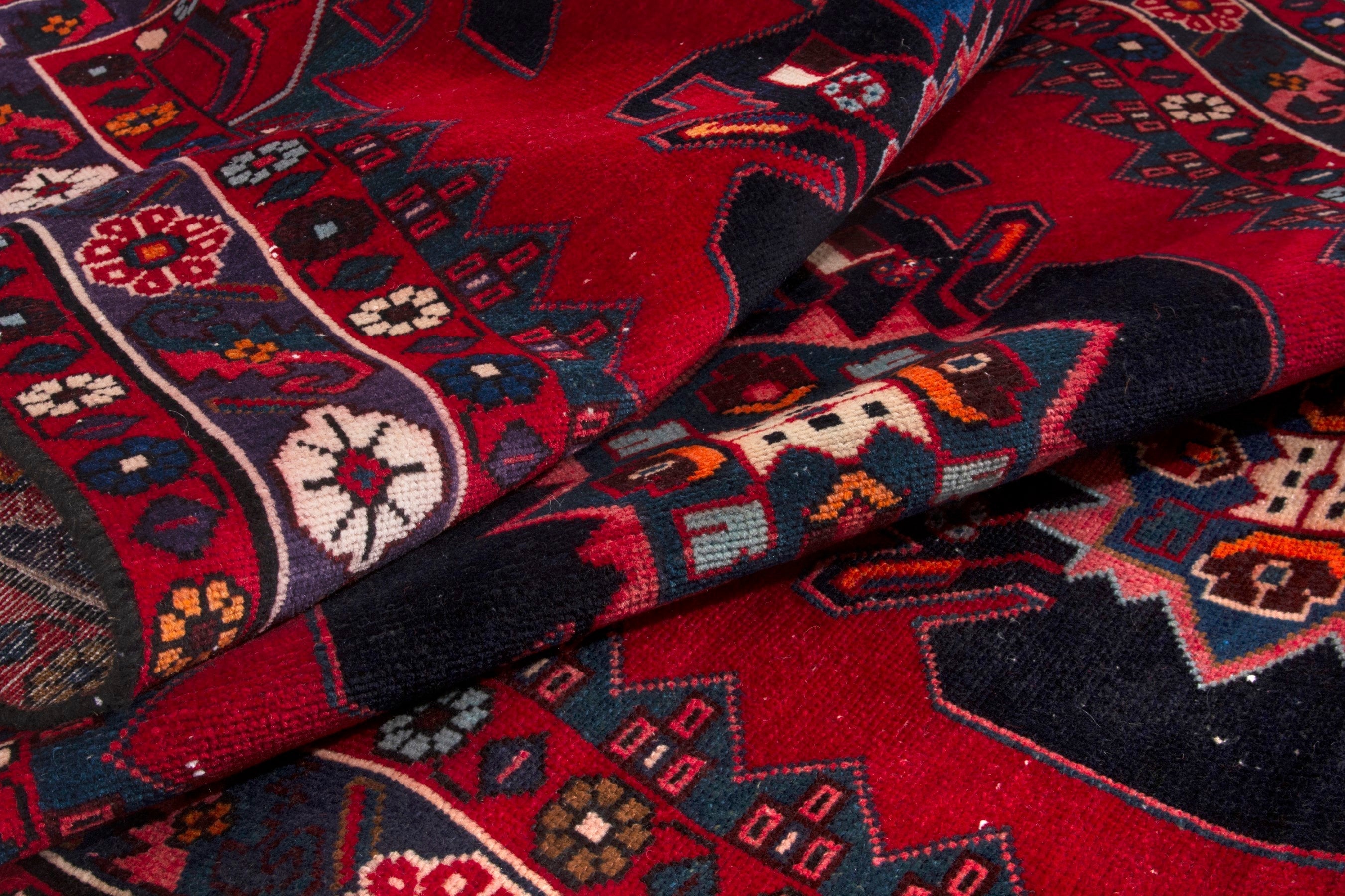 Persian Zanjan runner rug in deep red and burgundy, view 15 of 17