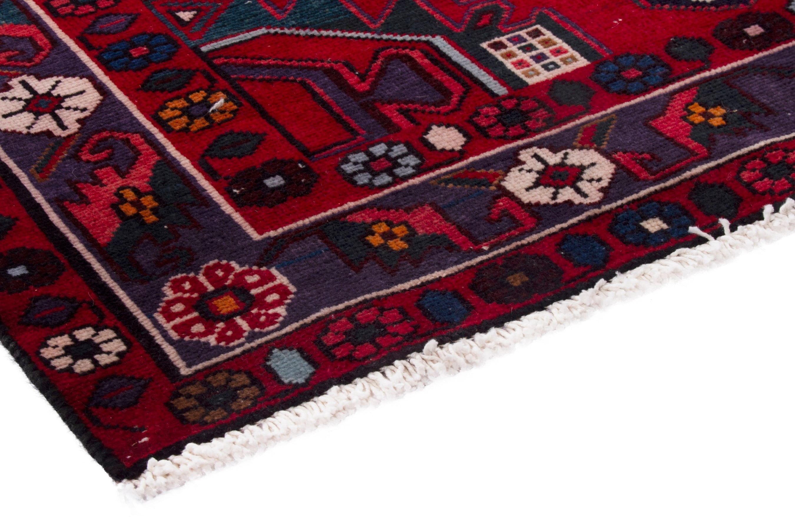 Persian Zanjan runner rug in deep red and burgundy, view 4 of 17