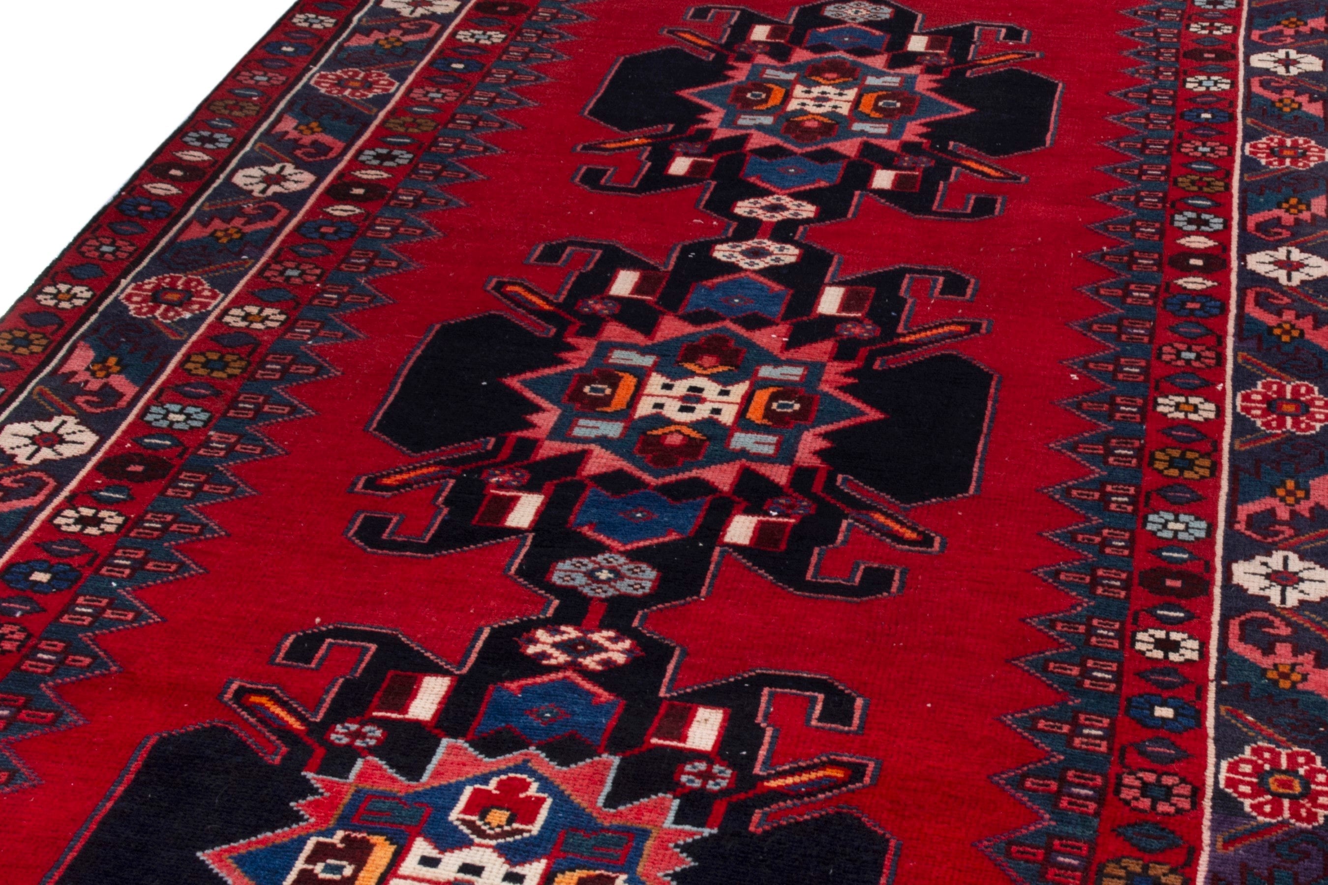 Persian Zanjan runner rug in deep red and burgundy, view 7 of 17