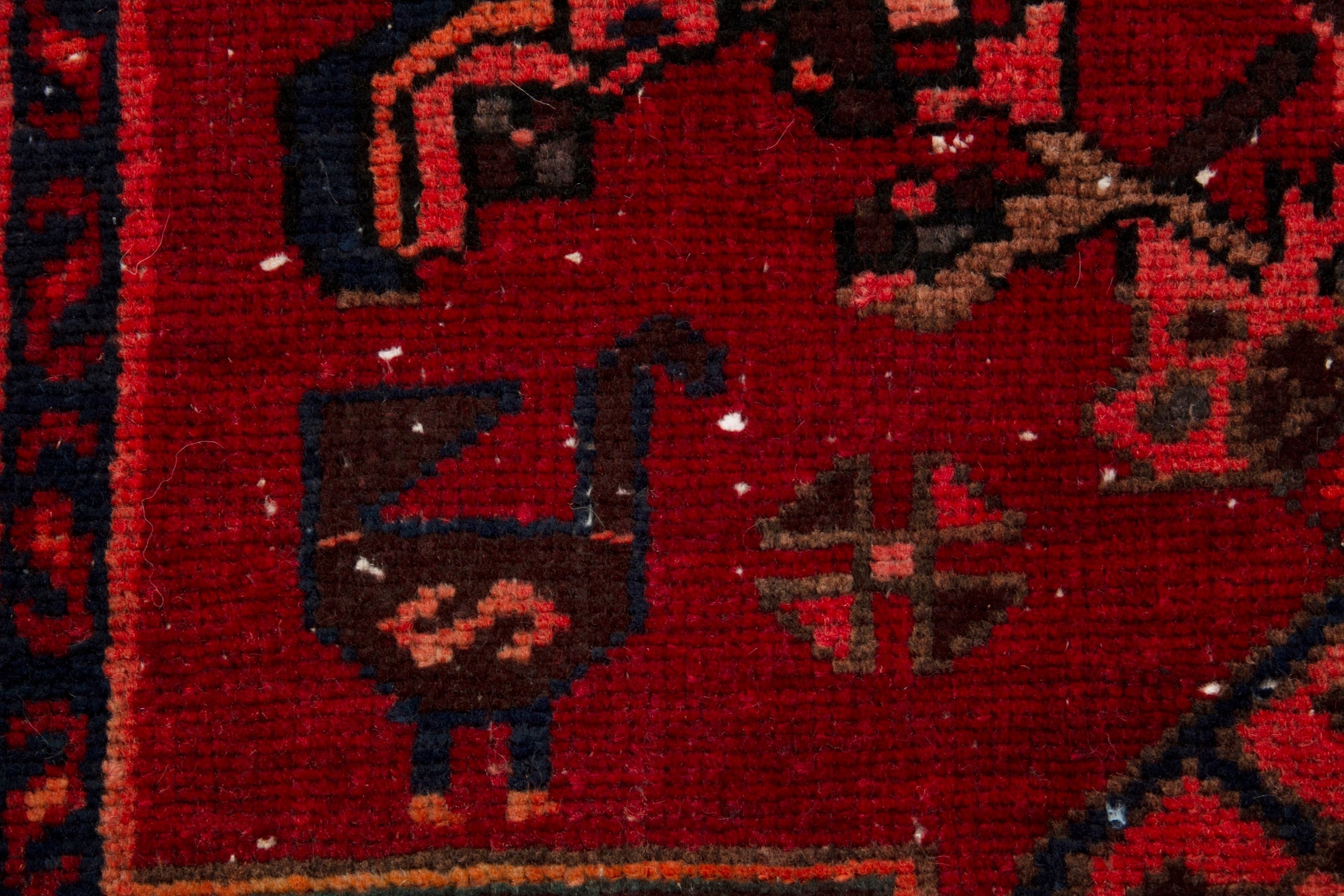 Persian Zanjan runner rug in deep red and burgundy, view 12 of 18