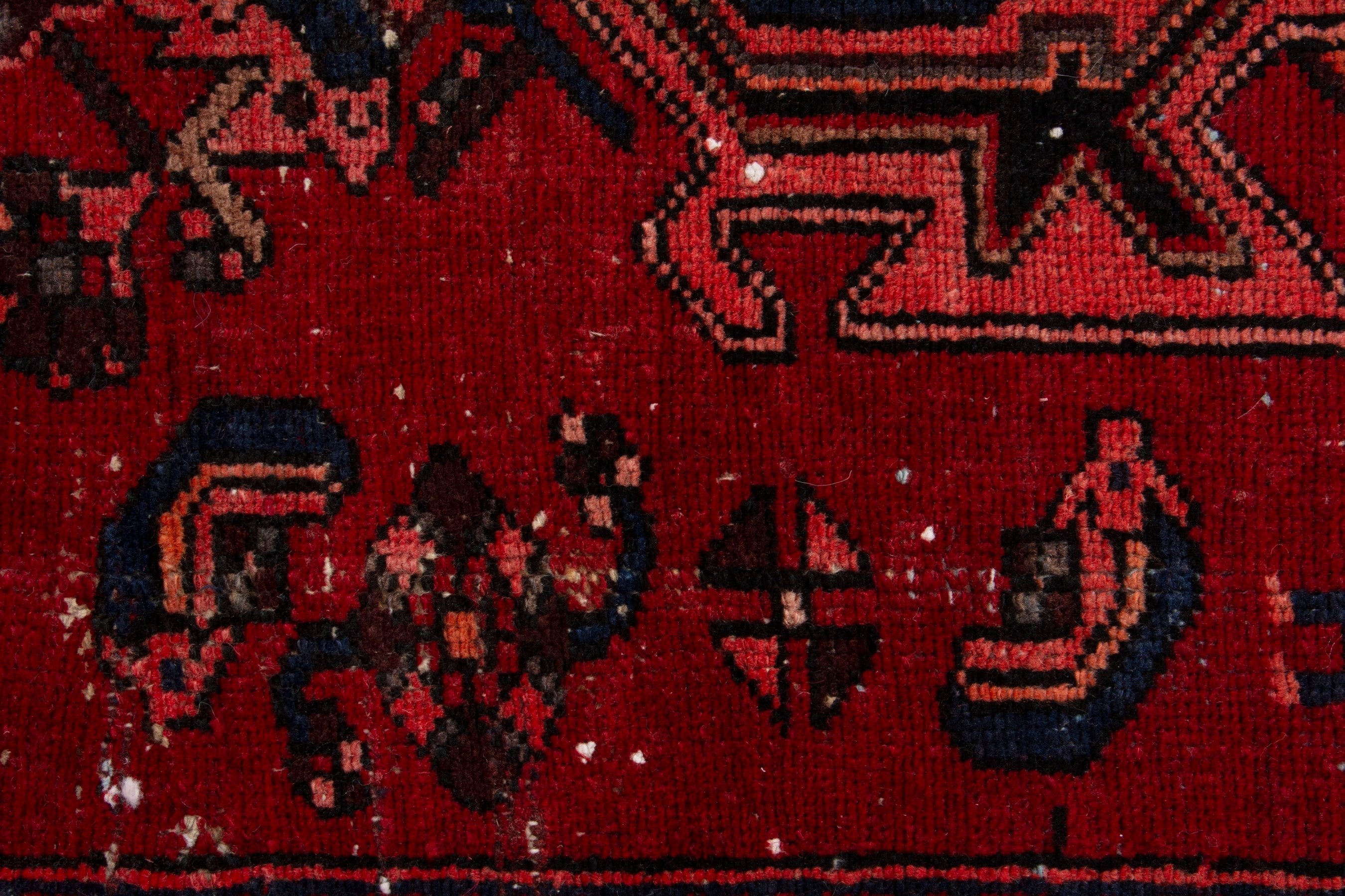 Persian Zanjan runner rug in deep red and burgundy, view 13 of 18