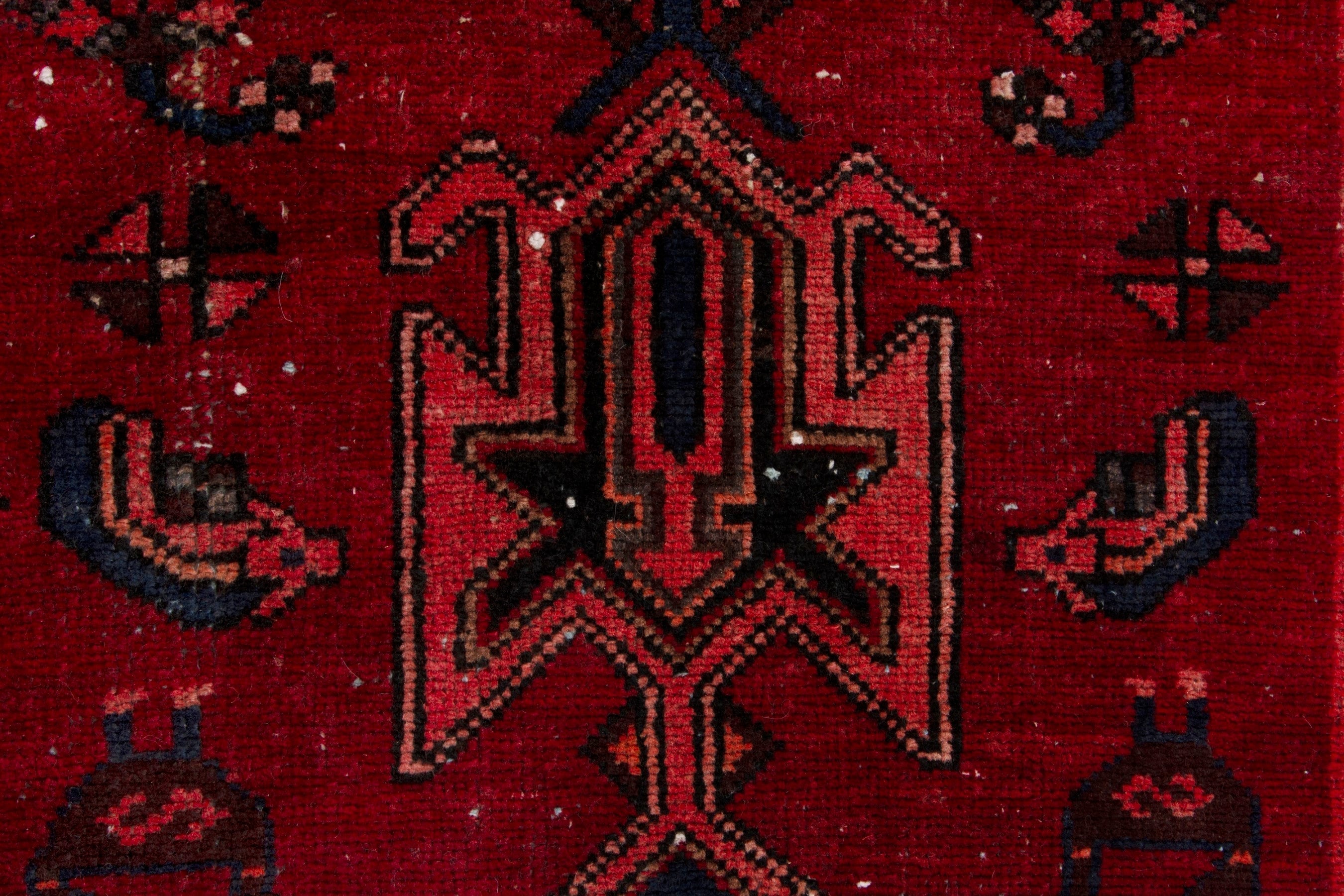 Persian Zanjan runner rug in deep red and burgundy, view 14 of 18