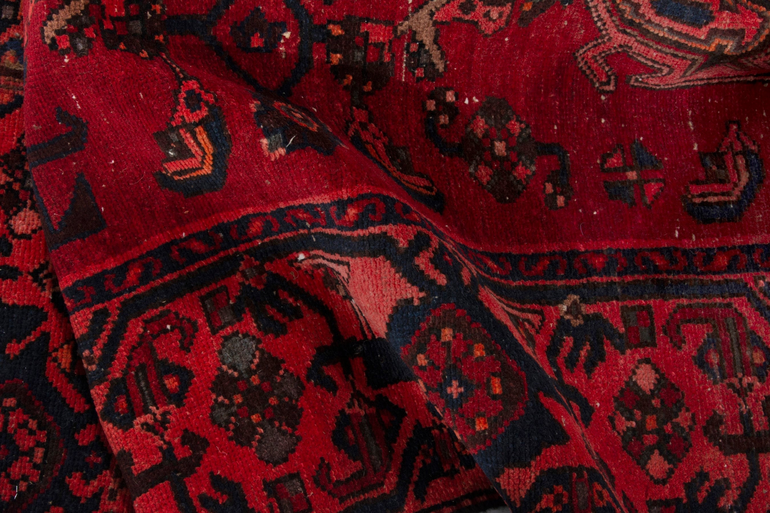 Persian Zanjan runner rug in deep red and burgundy, view 16 of 18
