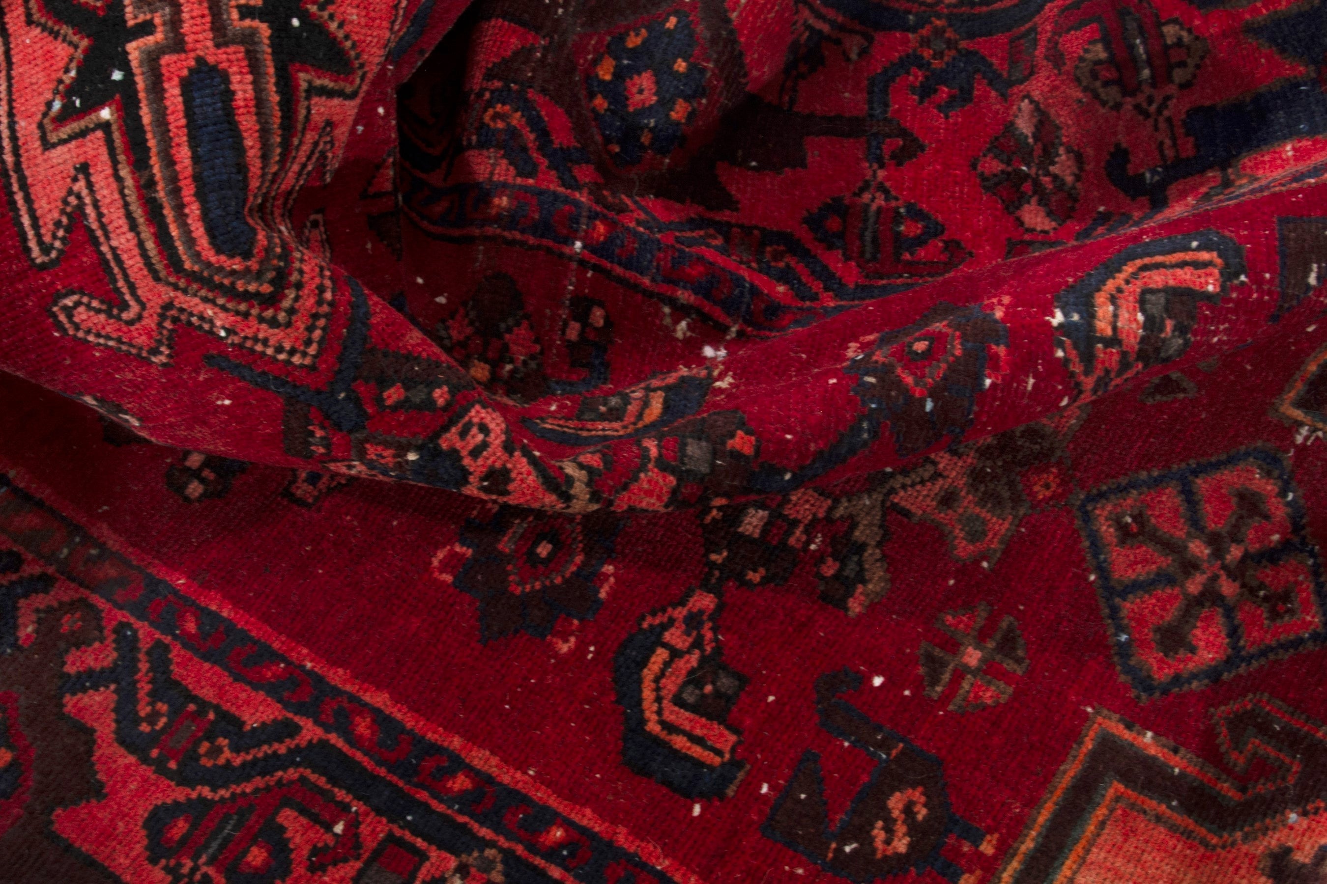 Persian Zanjan runner rug in deep red and burgundy, view 17 of 18