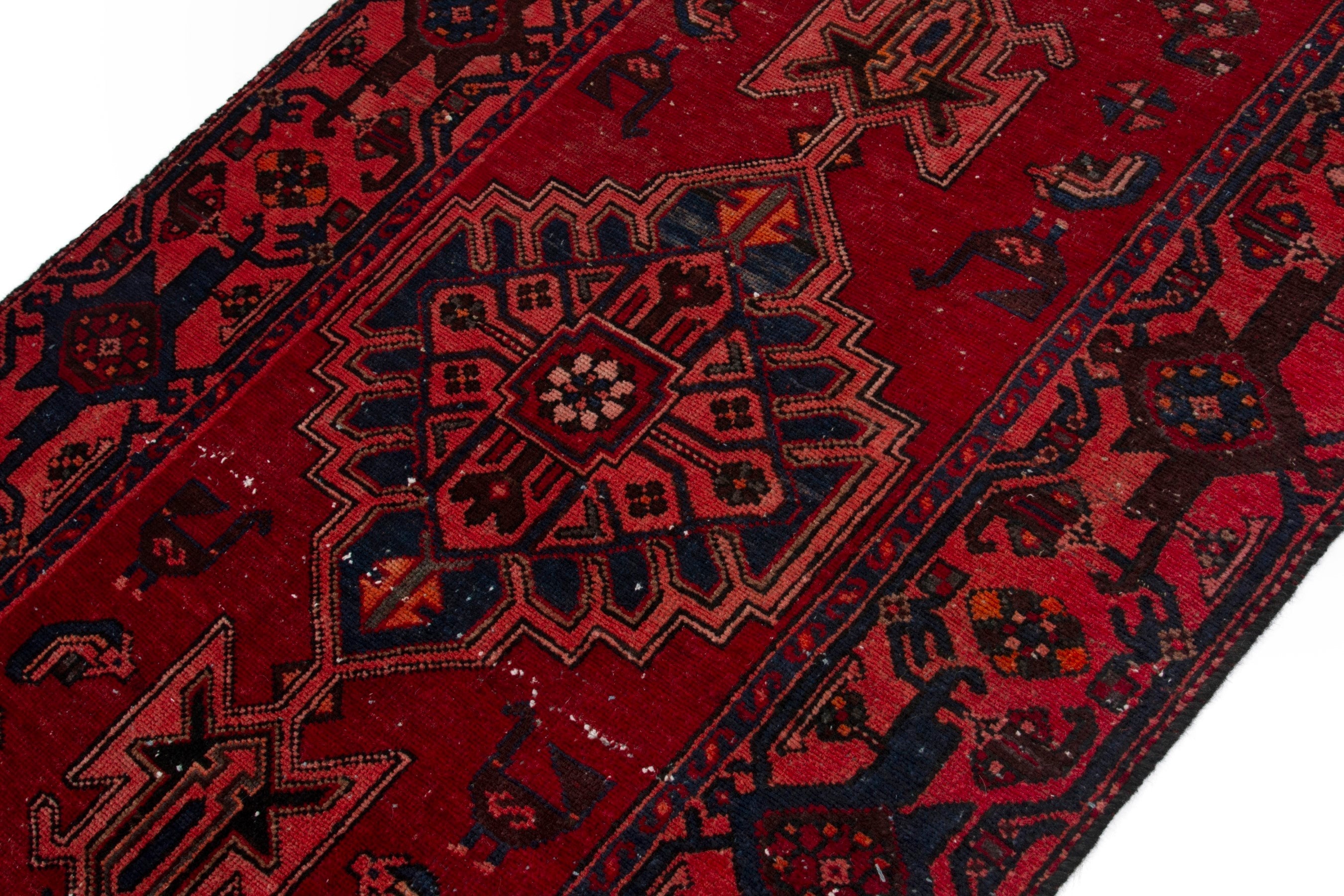Persian Zanjan runner rug in deep red and burgundy, view 6 of 18