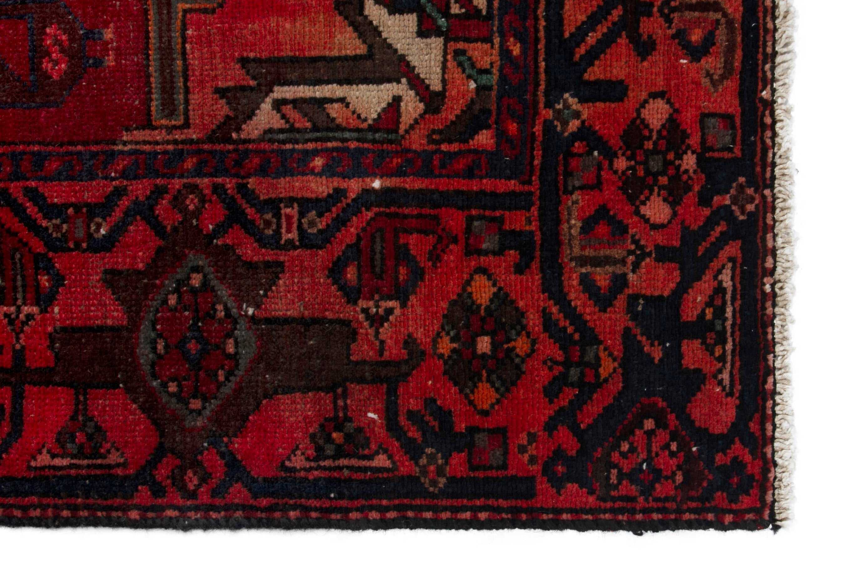 Persian Zanjan runner rug in deep red and burgundy, view 9 of 18
