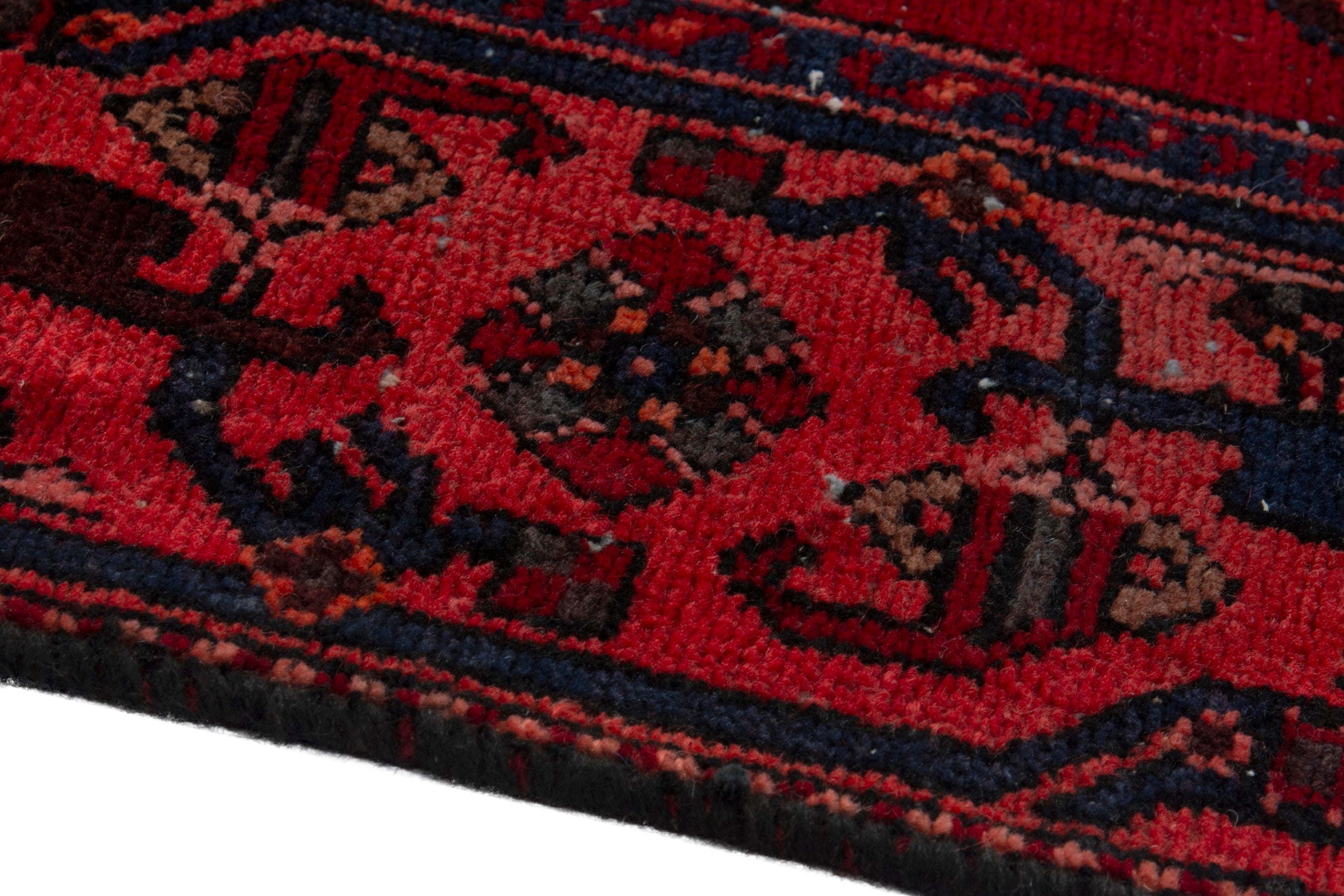Persian Zanjan runner rug in deep red and burgundy, view 5 of 18