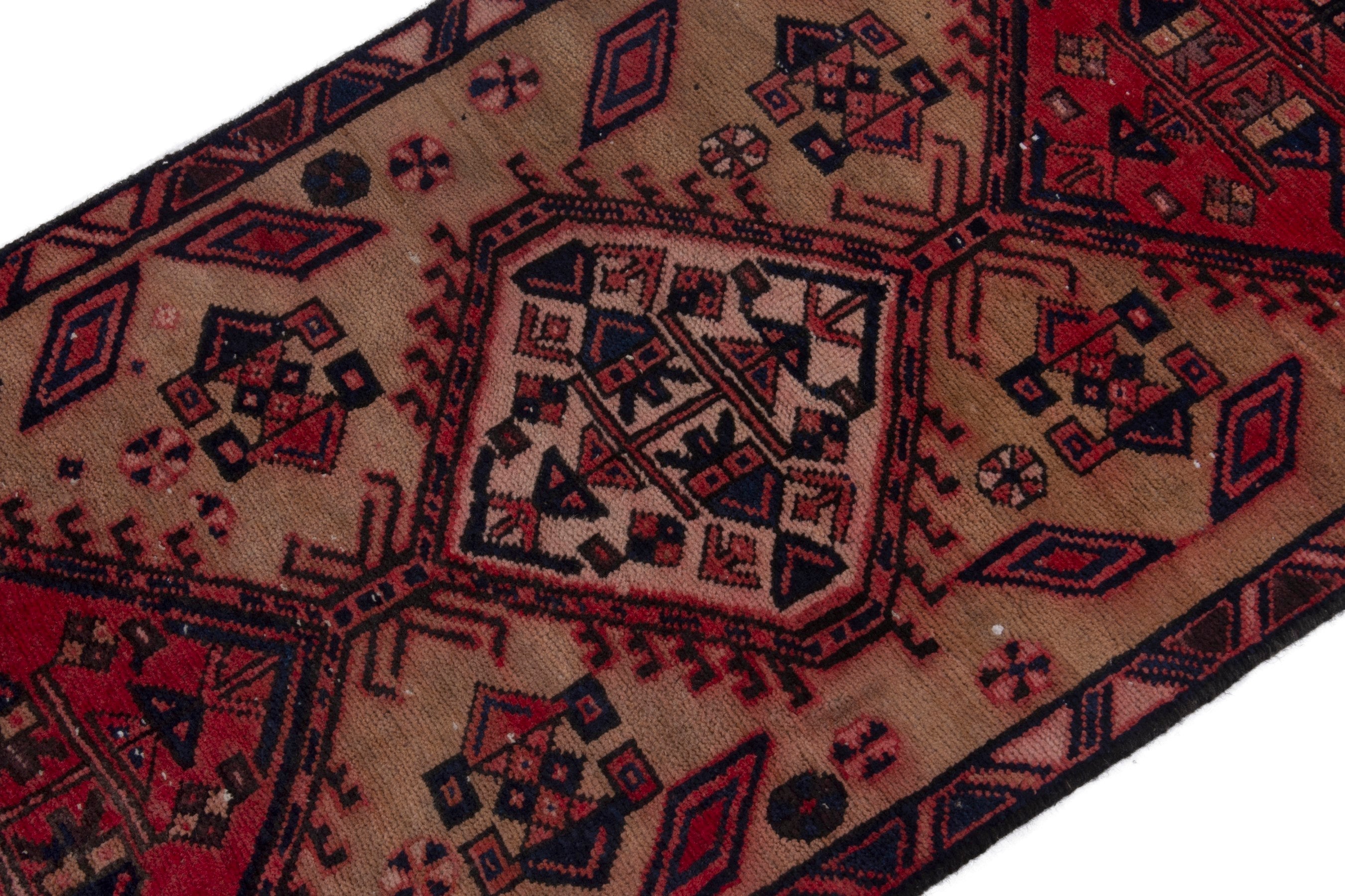 Persian Azerbaijan runner rug in beige and deep red, view 6 of 17