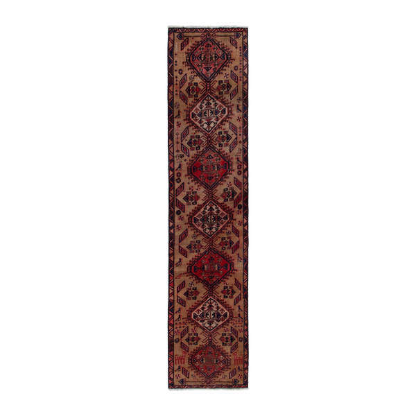 Persian Azerbaijan runner rug in beige and deep red, 2'1" x 9'