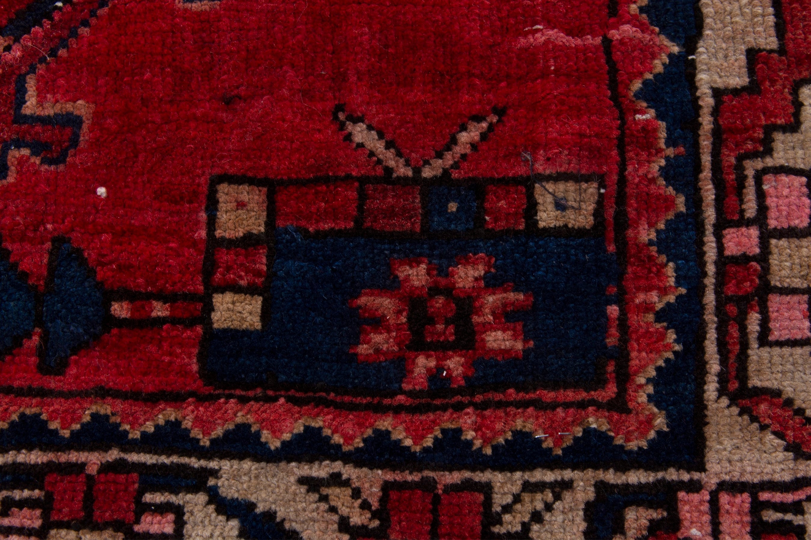 Persian Ardabil runner rug in deep red and navy, view 10 of 17