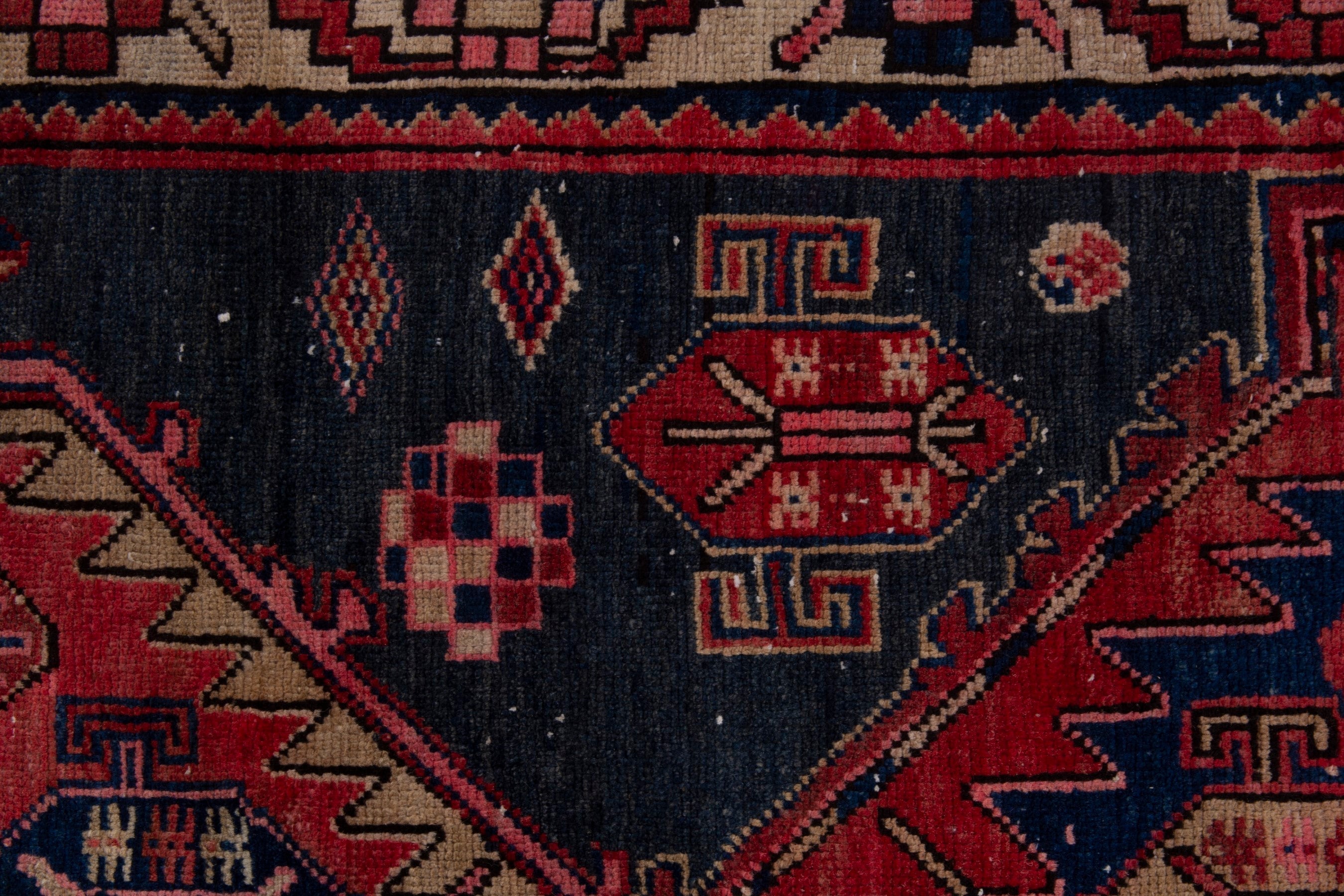 Persian Ardabil runner rug in deep red and navy, view 11 of 17