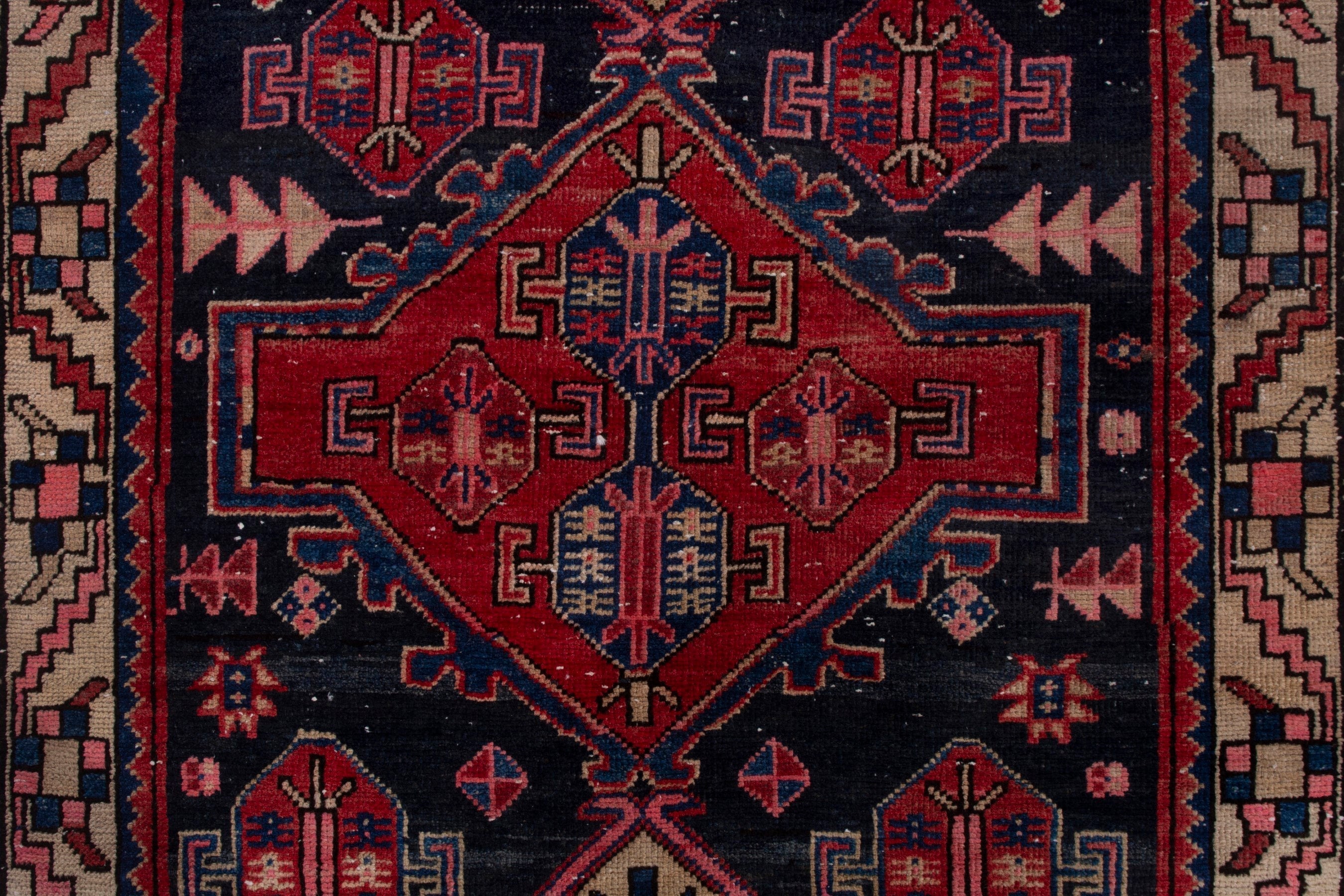 Persian Ardabil runner rug in deep red and navy, view 12 of 17
