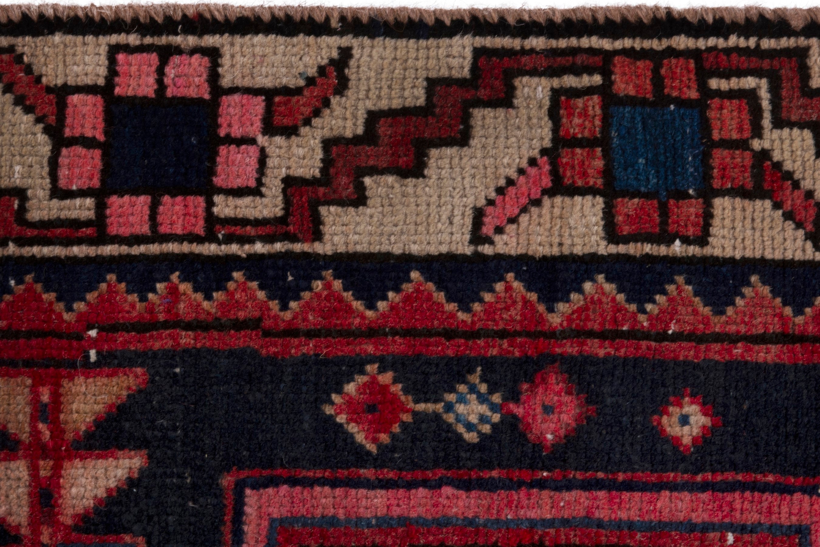 Persian Ardabil runner rug in deep red and navy, view 13 of 17