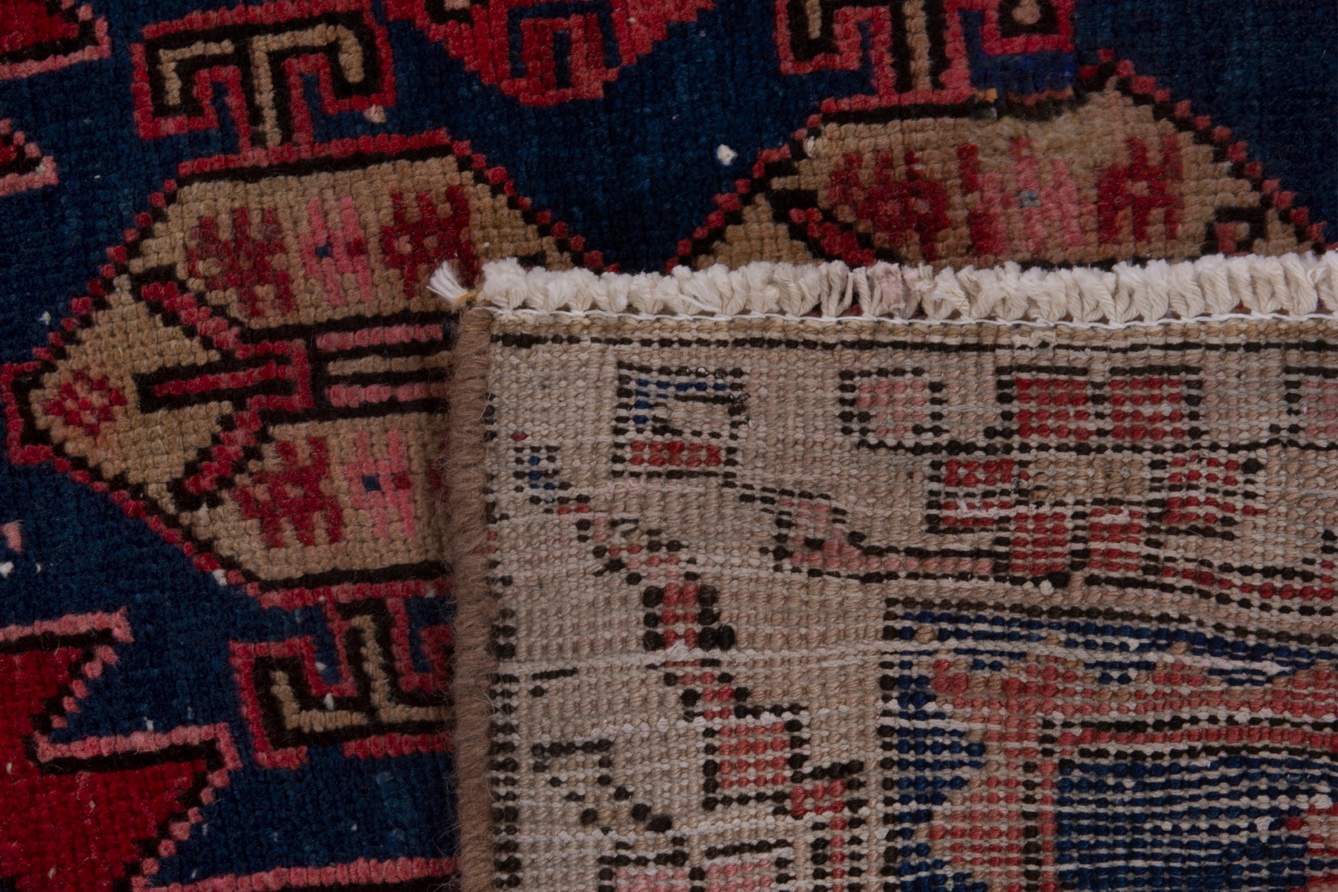 Persian Ardabil runner rug in deep red and navy, view 17 of 17