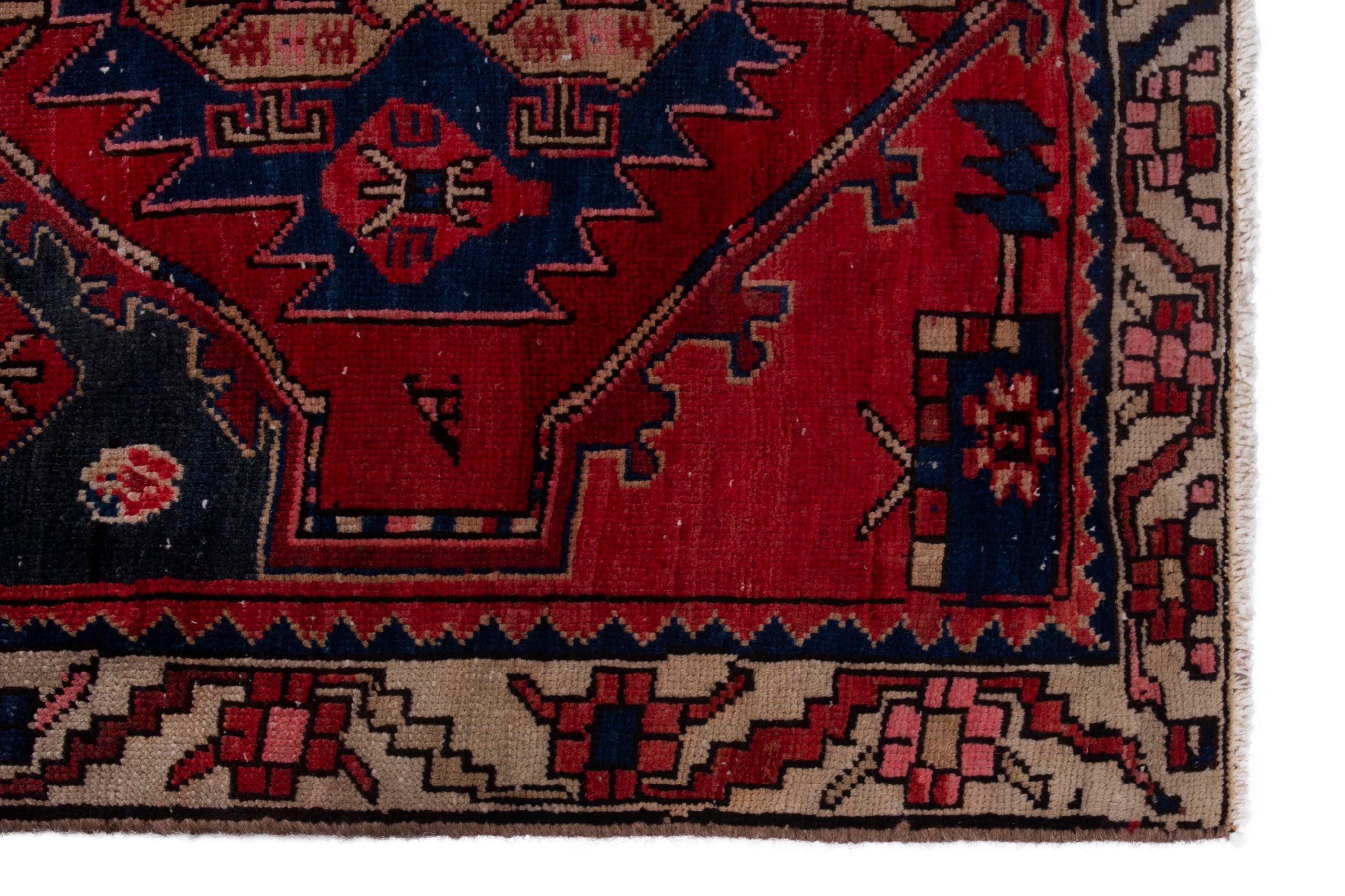 Persian Ardabil runner rug in deep red and navy, view 9 of 17