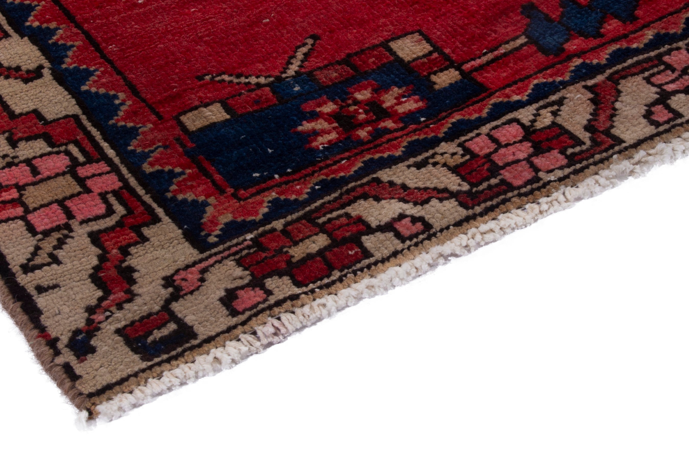 Persian Ardabil runner rug in deep red and navy, view 4 of 17