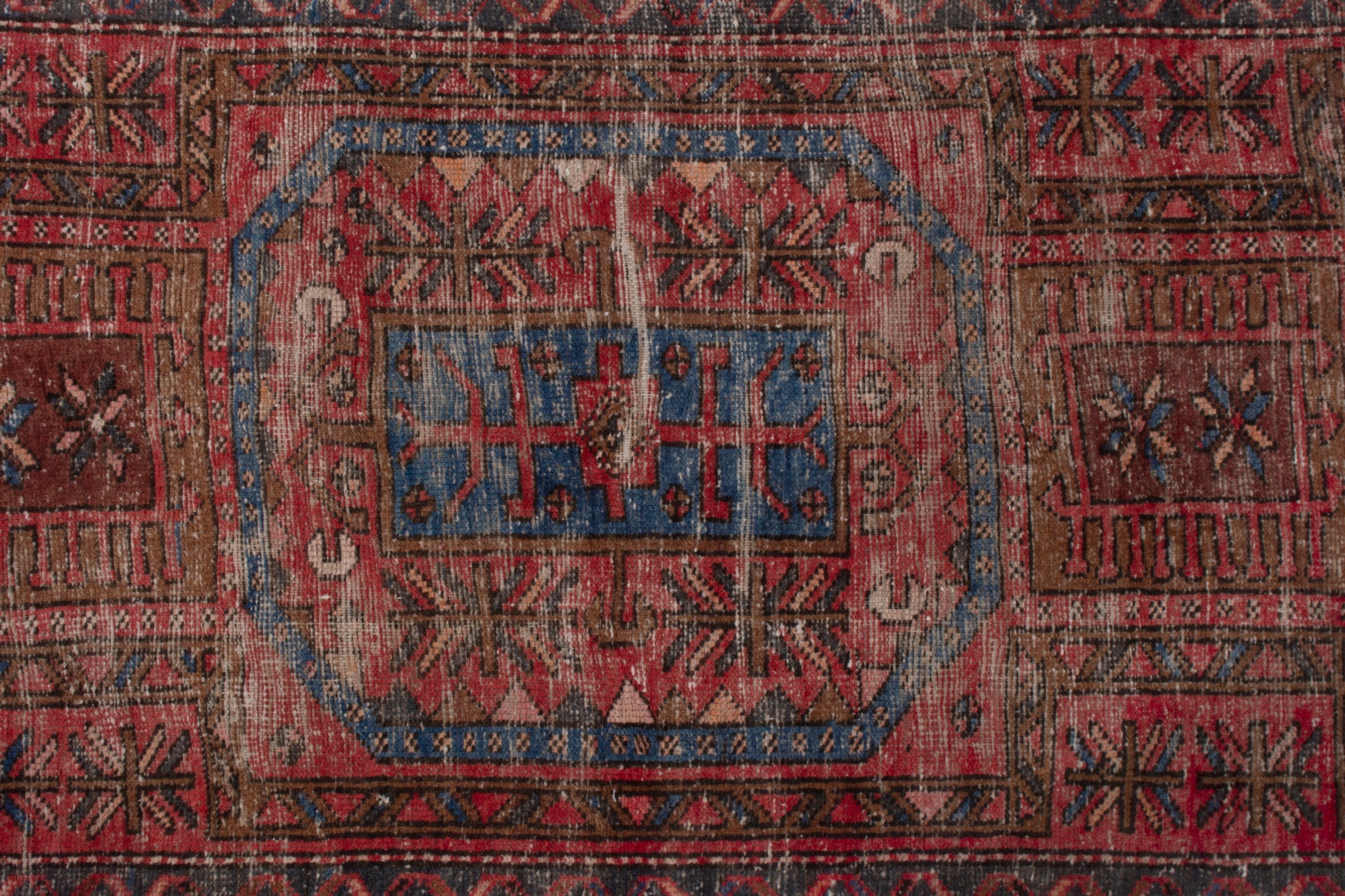 Persian Gharajeh runner rug in deep red and burgundy, view 12 of 17