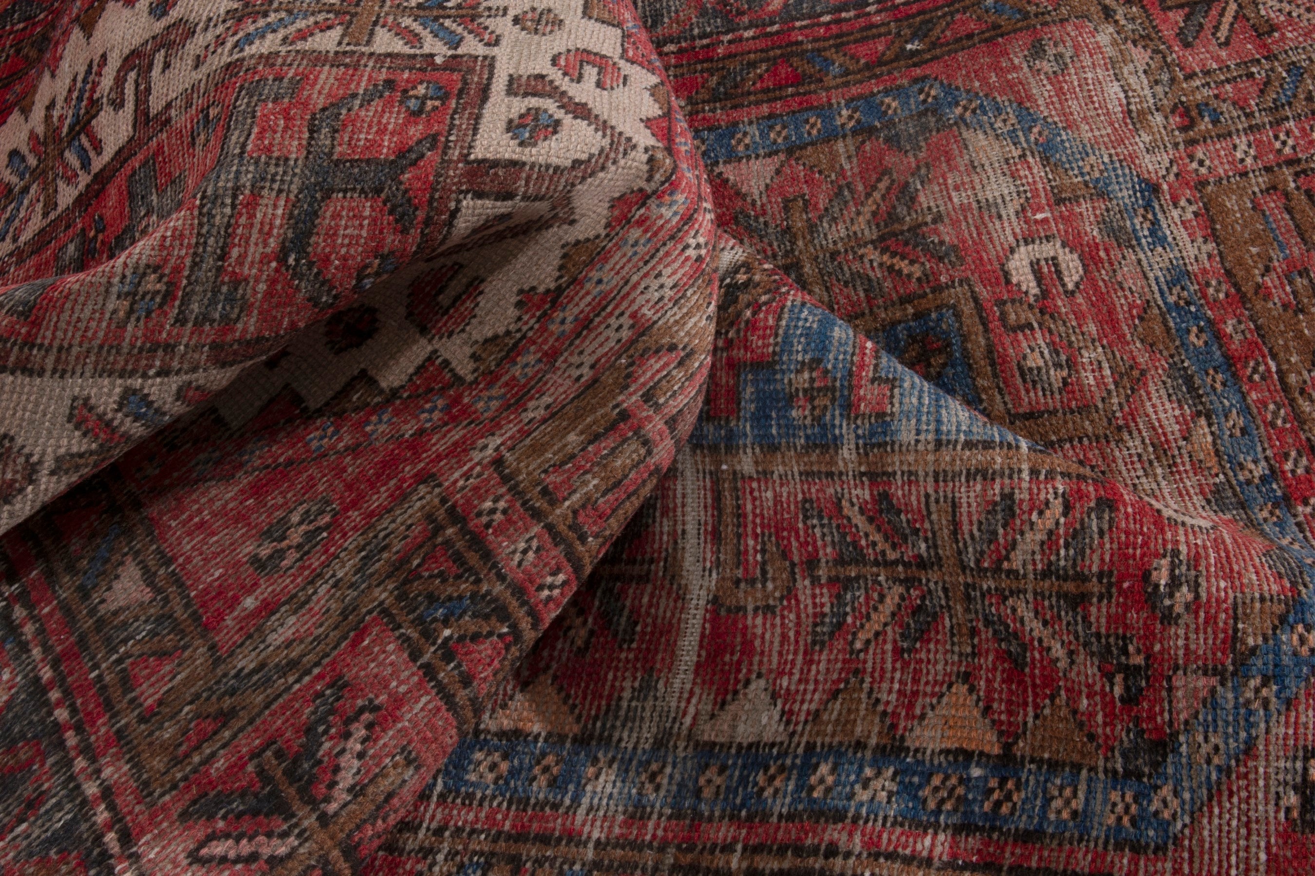 Persian Gharajeh runner rug in deep red and burgundy, view 15 of 17