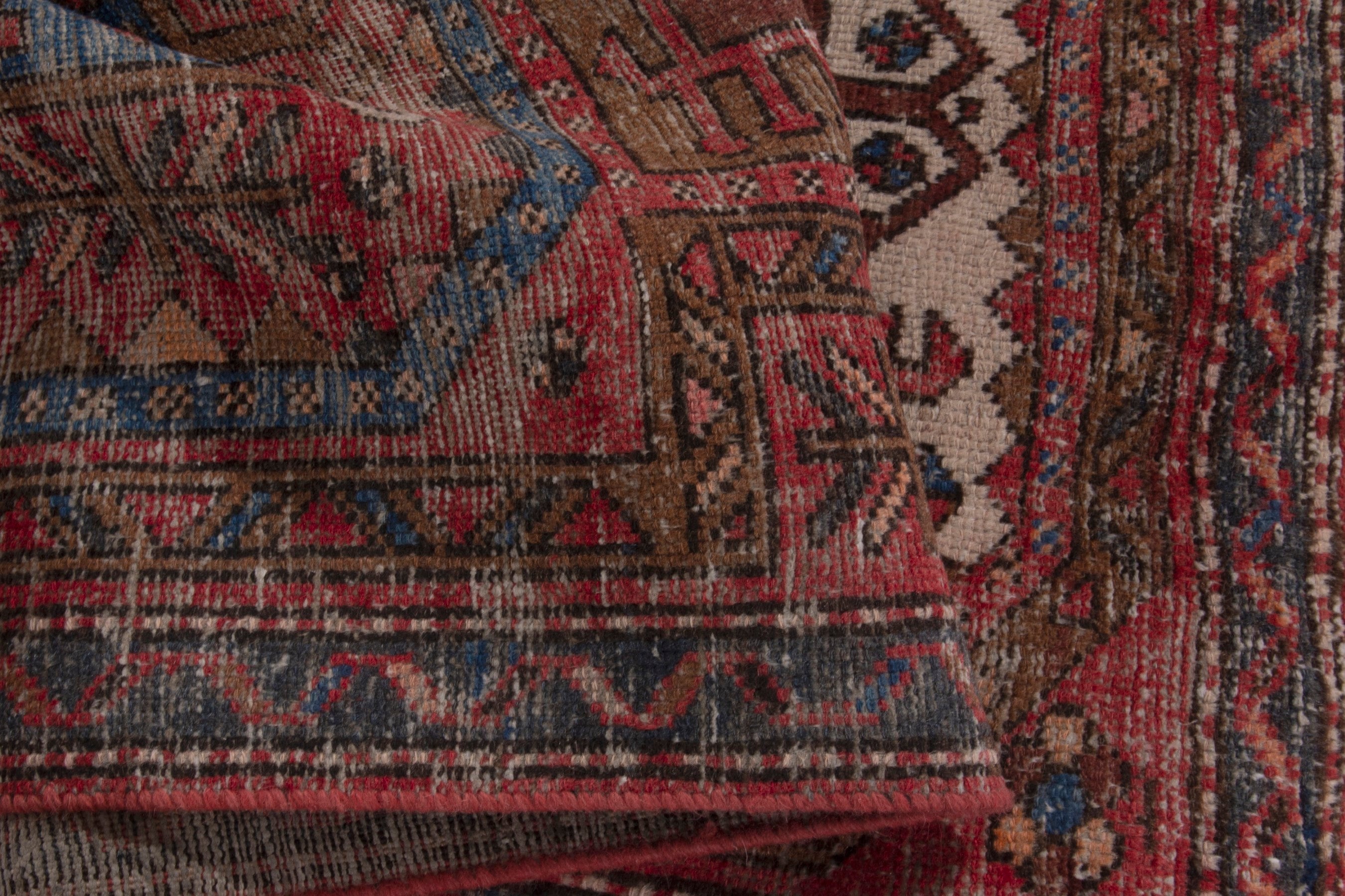 Persian Gharajeh runner rug in deep red and burgundy, view 14 of 17