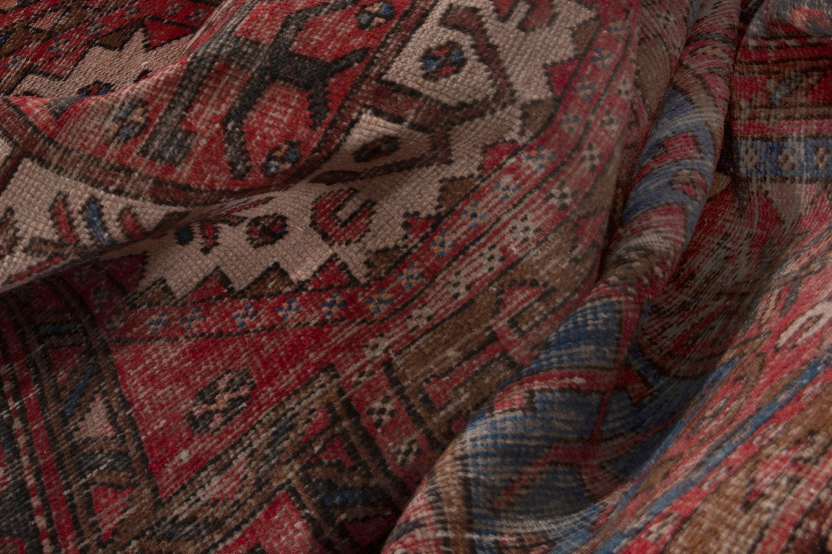 Persian Gharajeh runner rug in deep red and burgundy, view 16 of 17