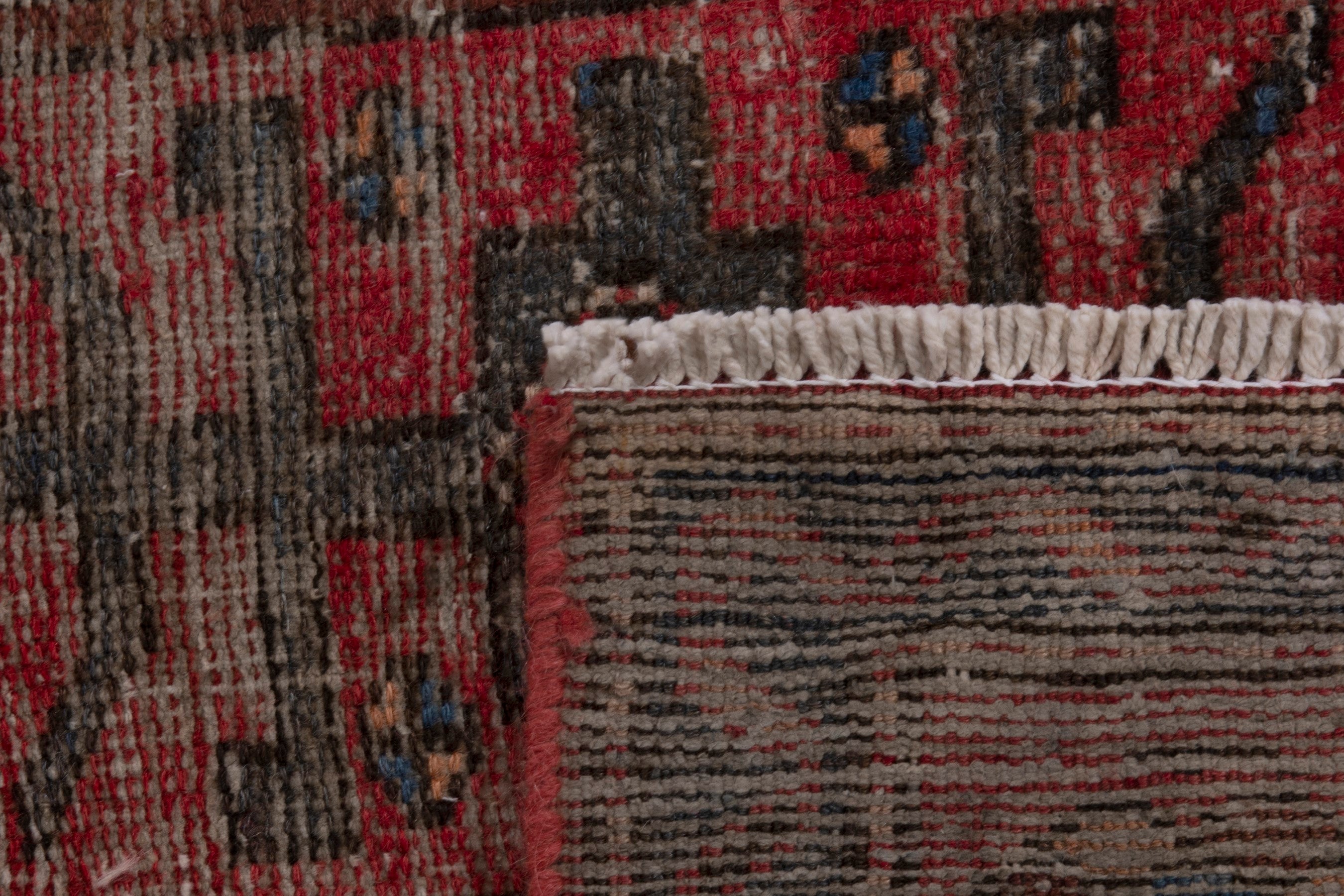 Persian Gharajeh runner rug in deep red and burgundy, view 17 of 17