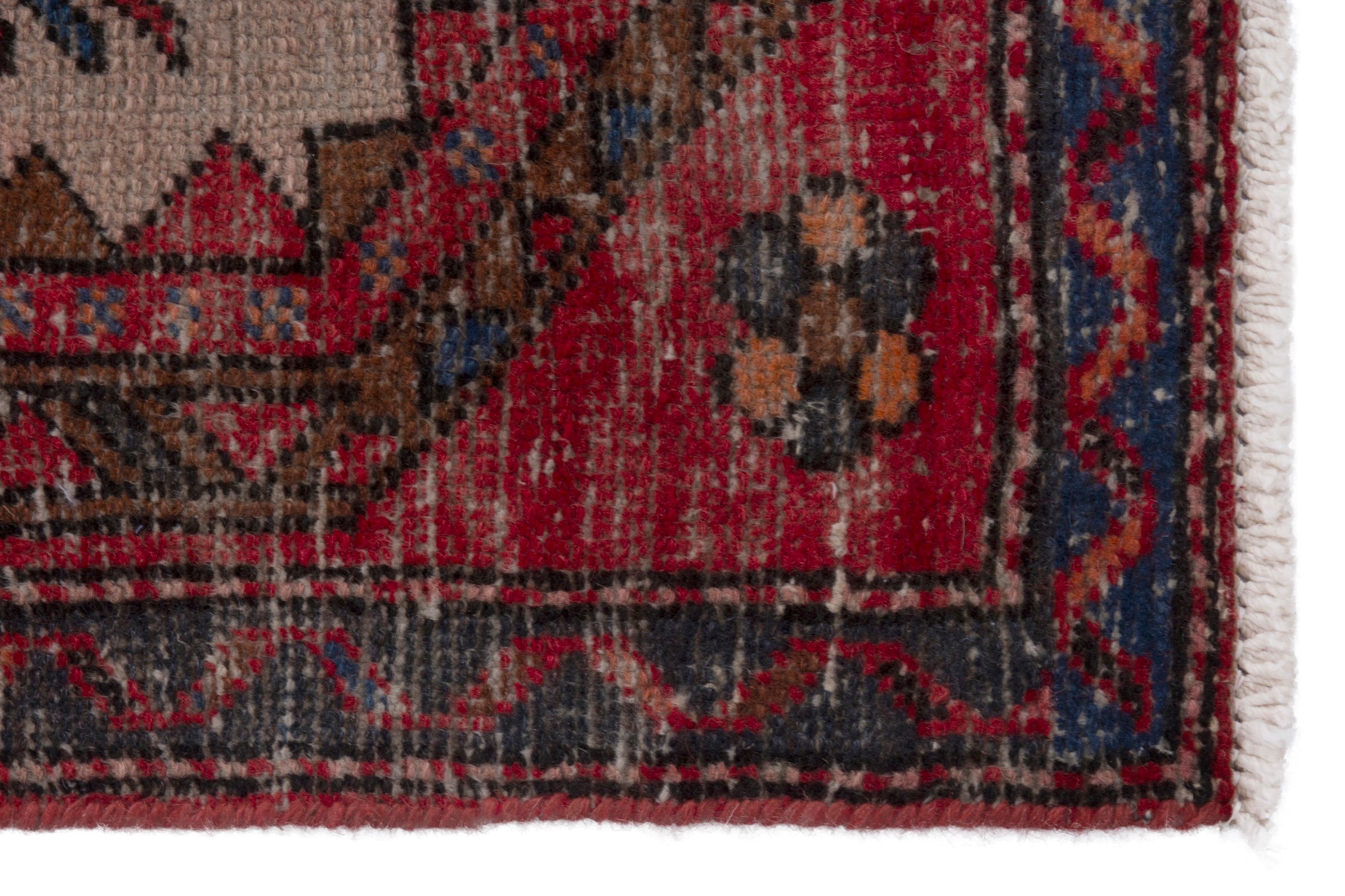 Persian Gharajeh runner rug in deep red and burgundy, view 9 of 17