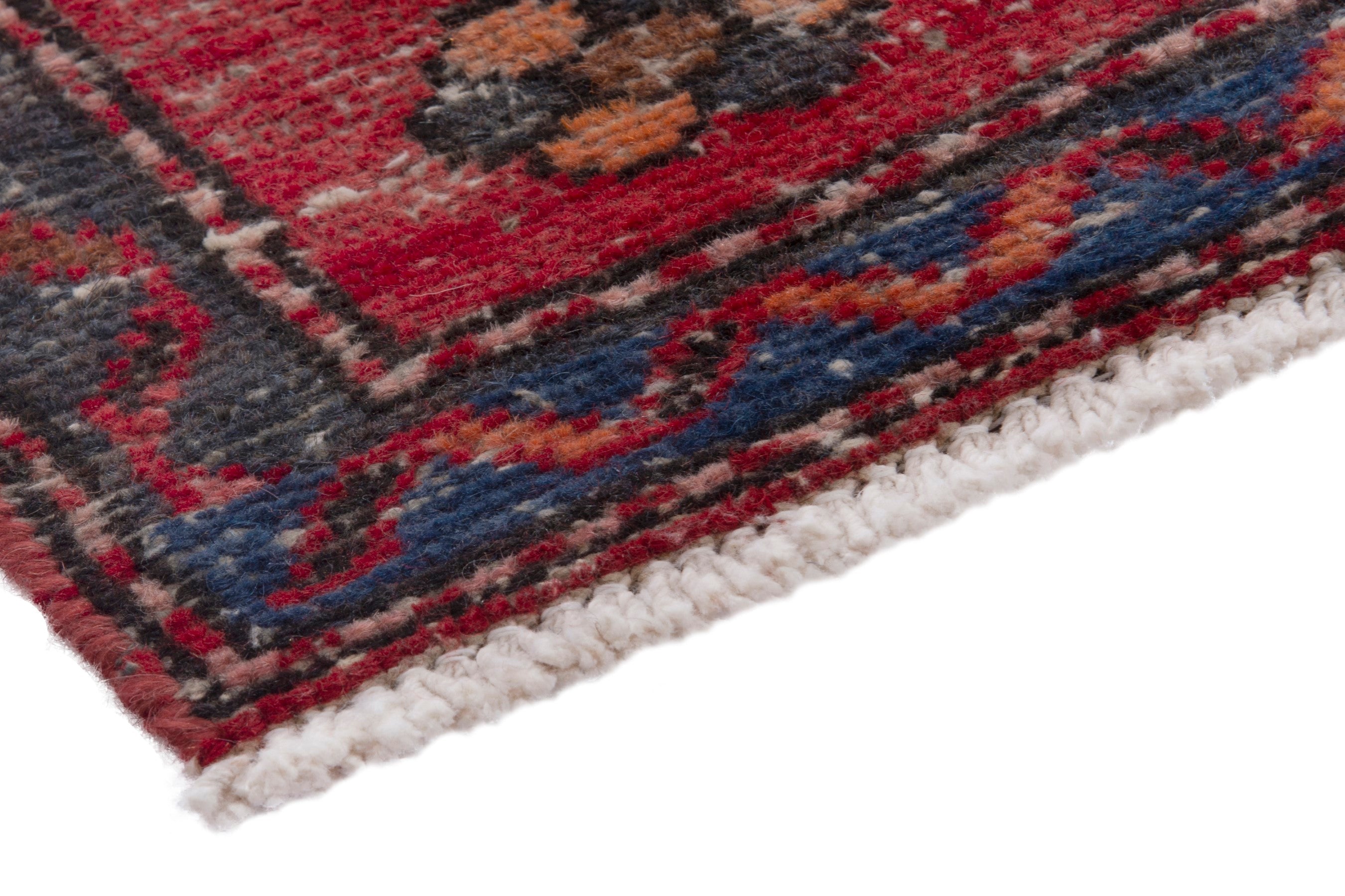 Persian Gharajeh runner rug in deep red and burgundy, view 4 of 17