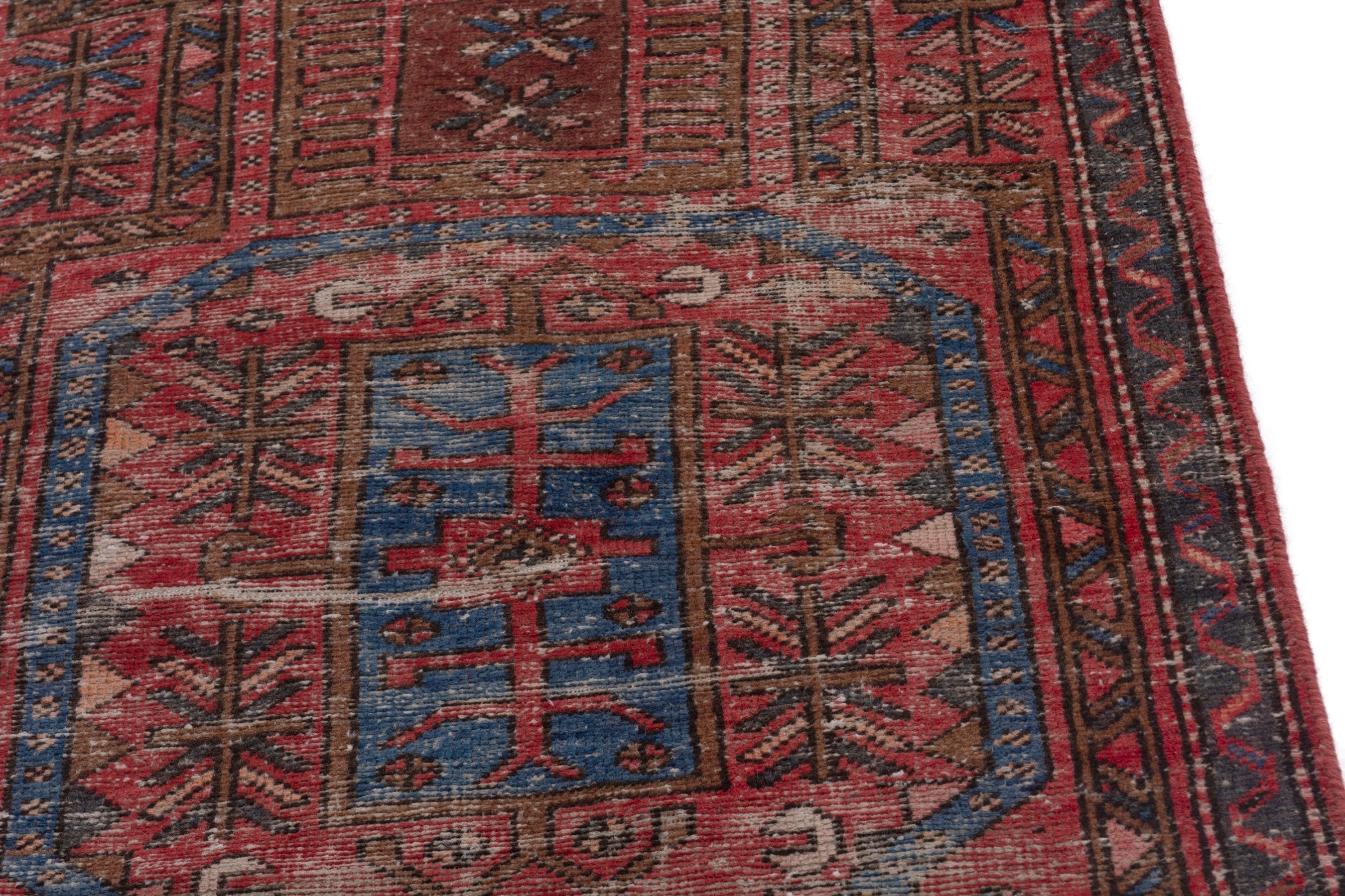 Persian Gharajeh runner rug in deep red and burgundy, view 7 of 17