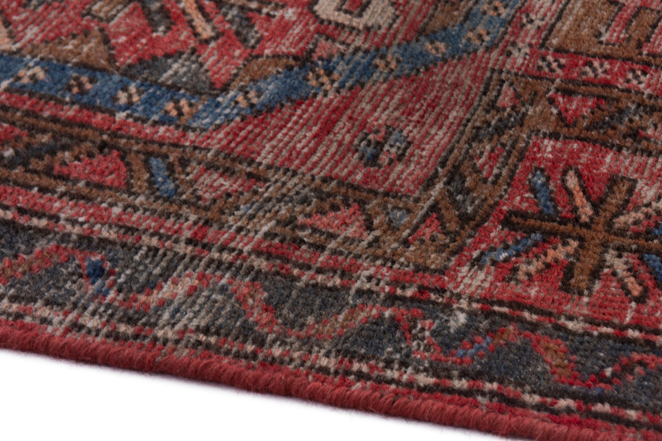 Persian Gharajeh runner rug in deep red and burgundy, view 5 of 17