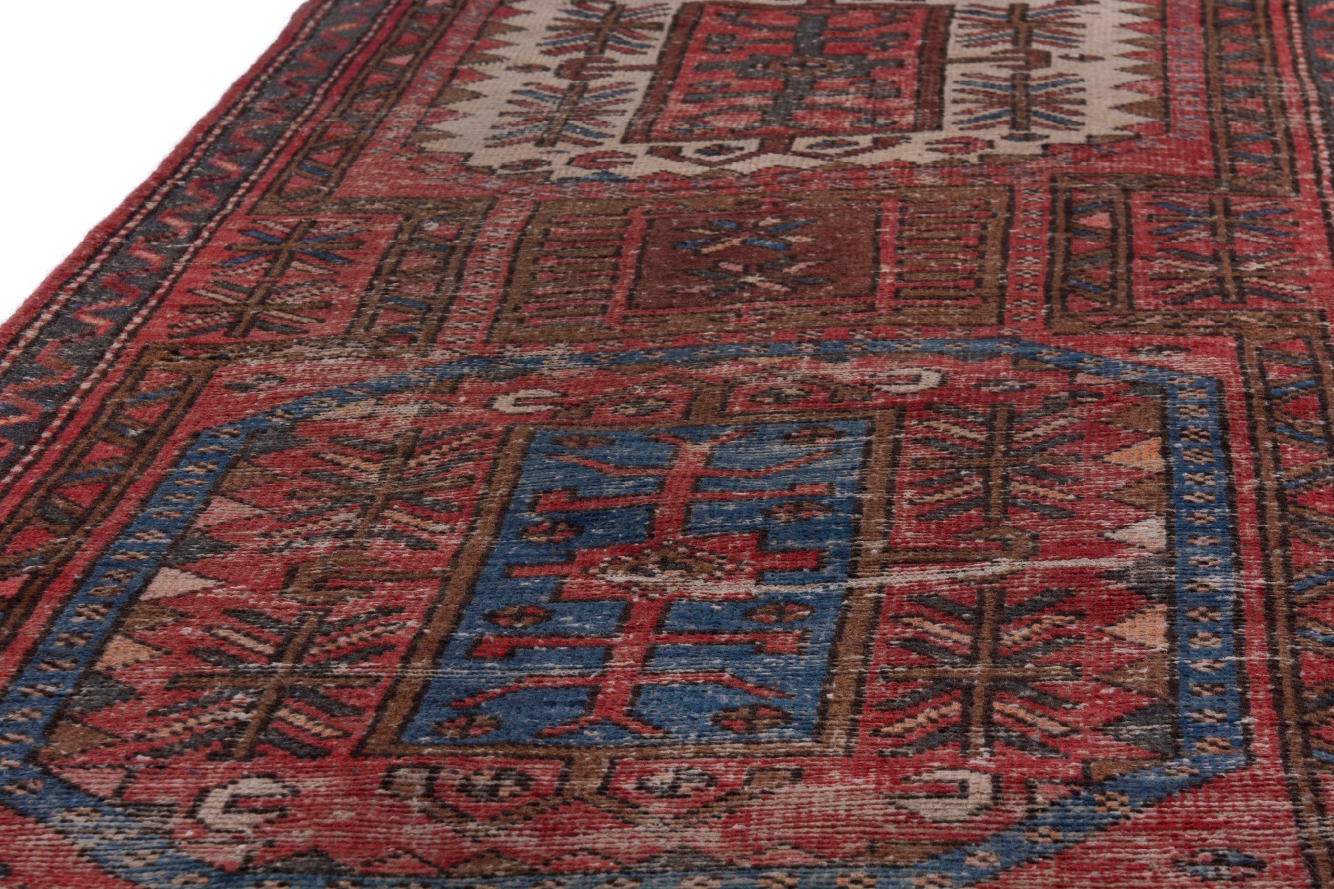 Persian Gharajeh runner rug in deep red and burgundy, view 8 of 17
