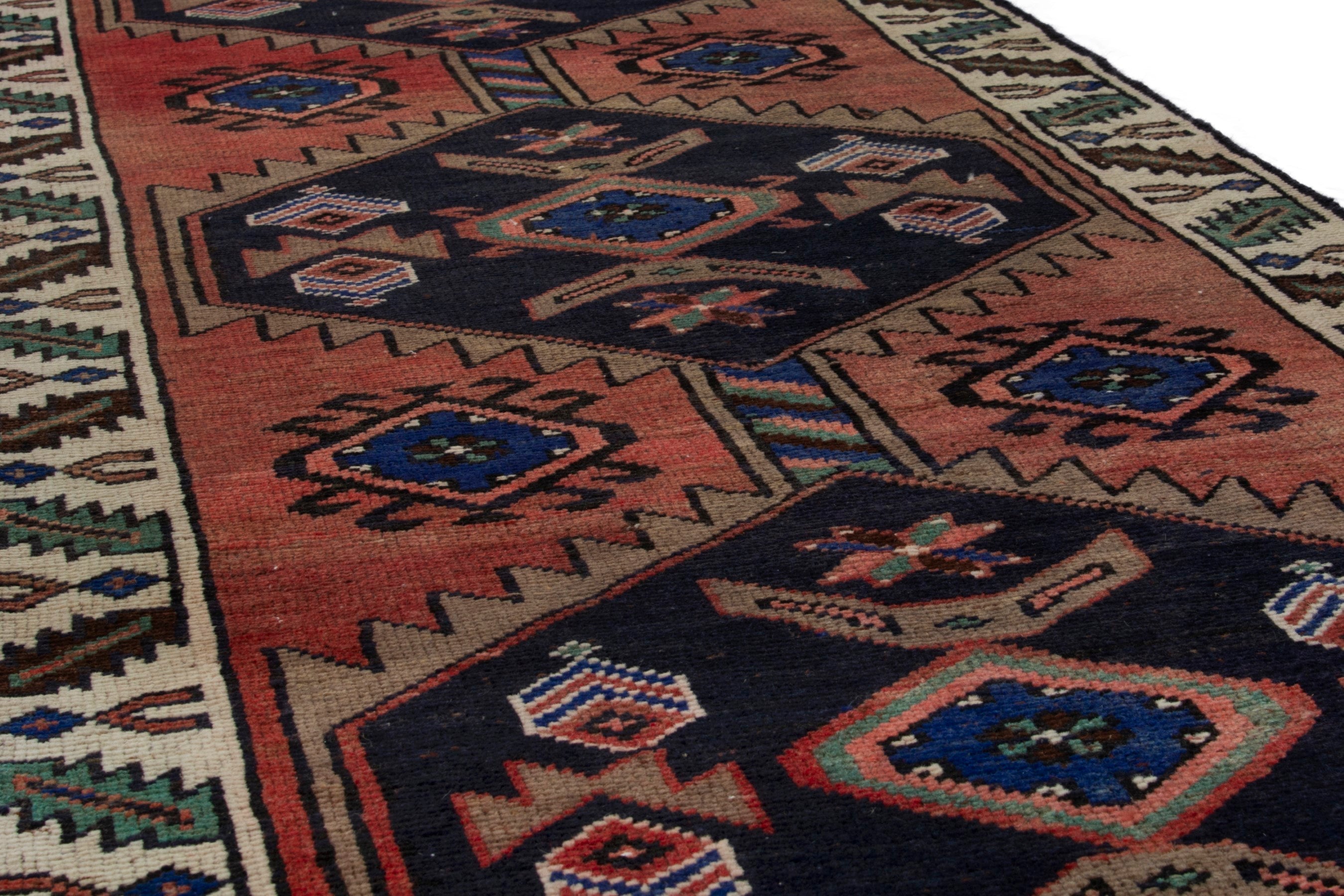 Persian Lori runner rug in rust and navy, view 8 of 18