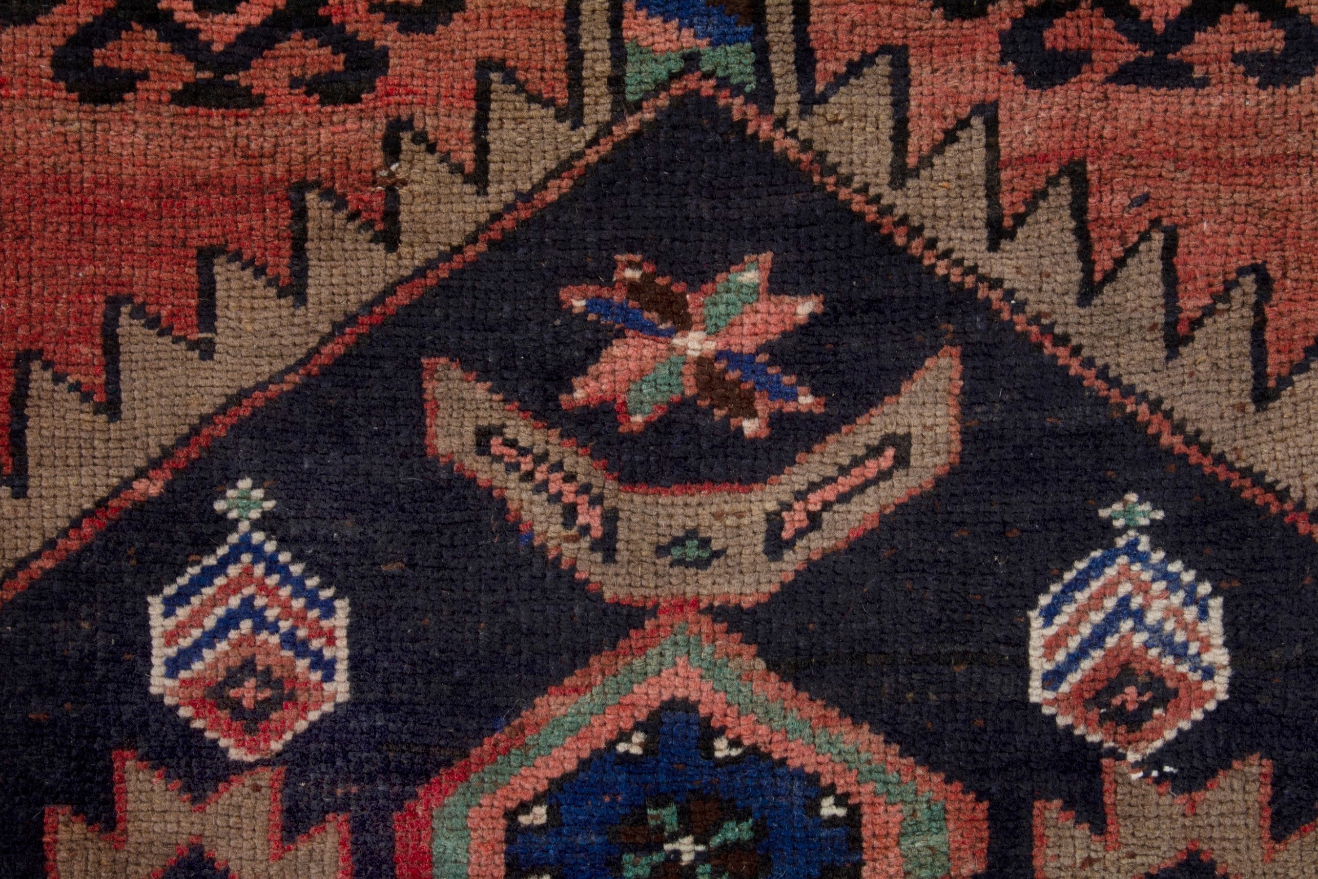 Persian Lori runner rug in rust and navy, view 12 of 18