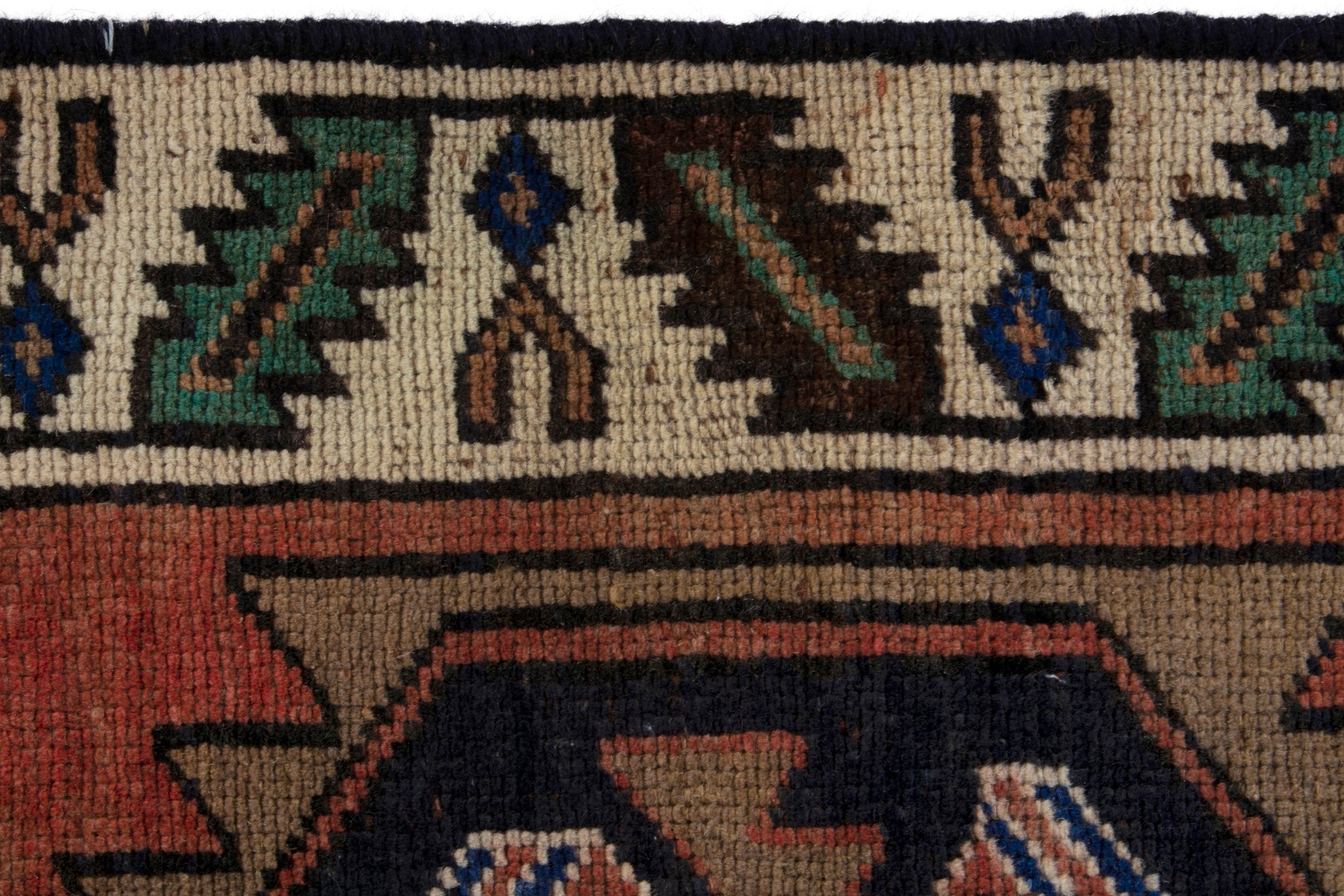 Persian Lori runner rug in rust and navy, view 13 of 18
