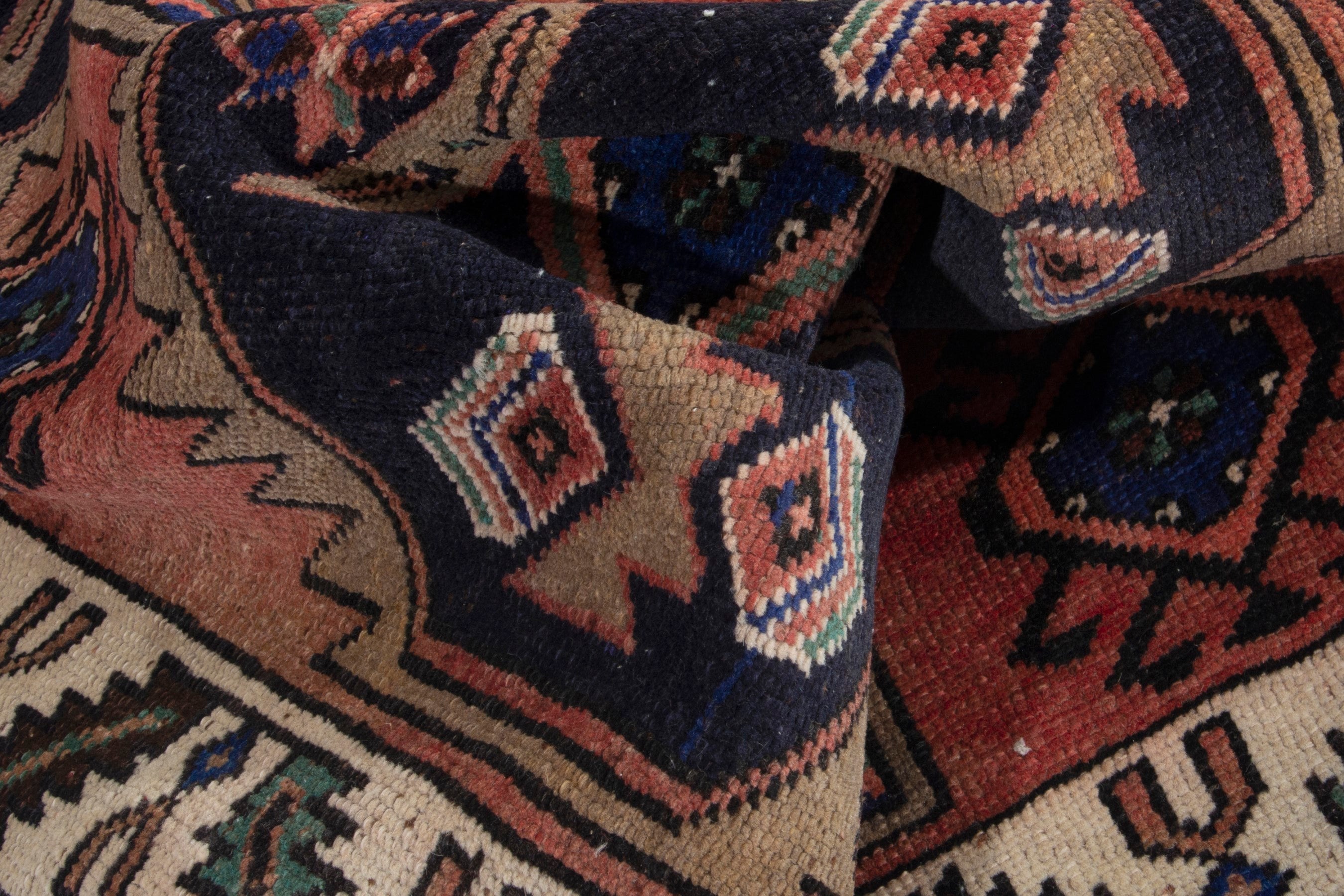 Persian Lori runner rug in rust and navy, view 16 of 18