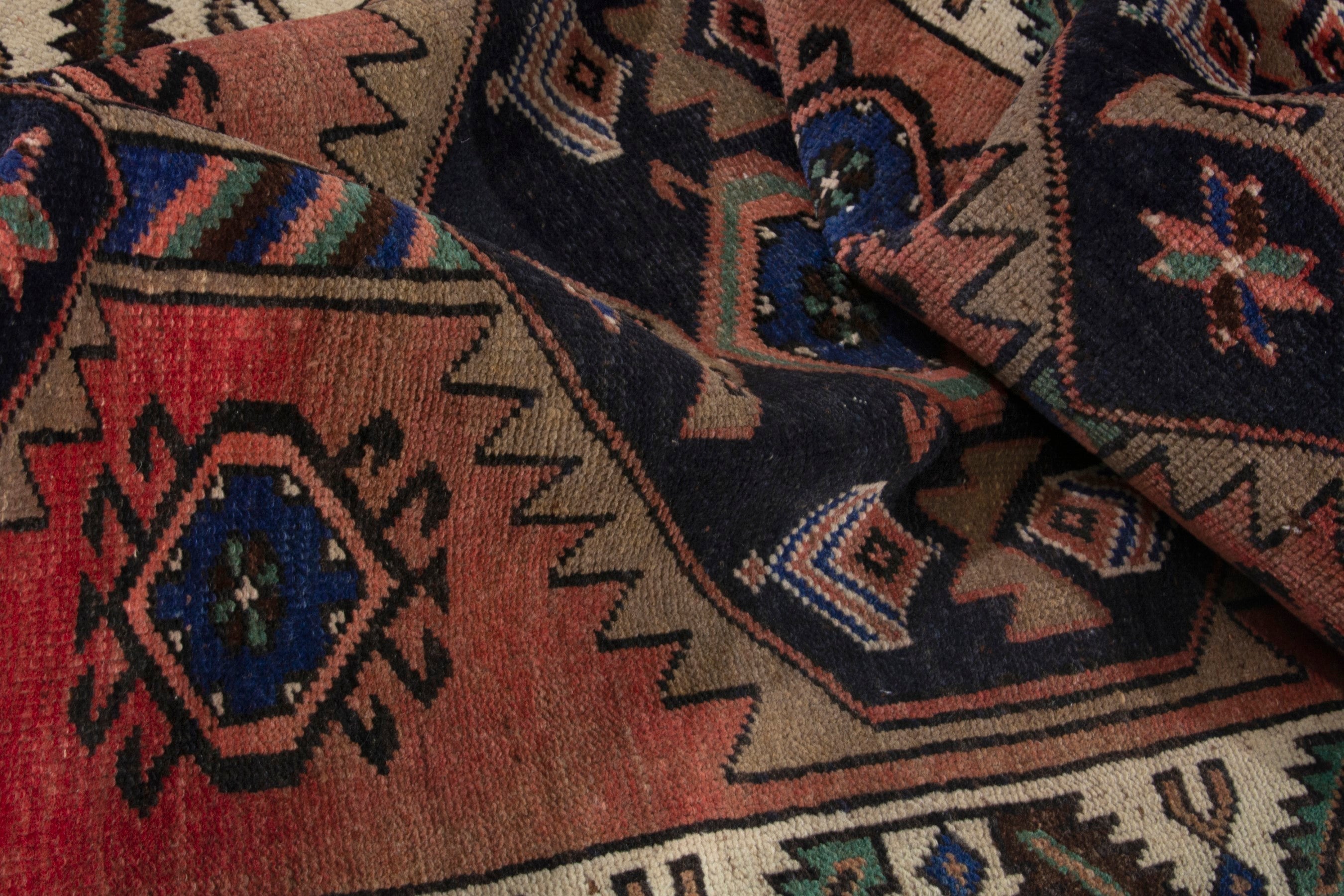 Persian Lori runner rug in rust and navy, view 15 of 18