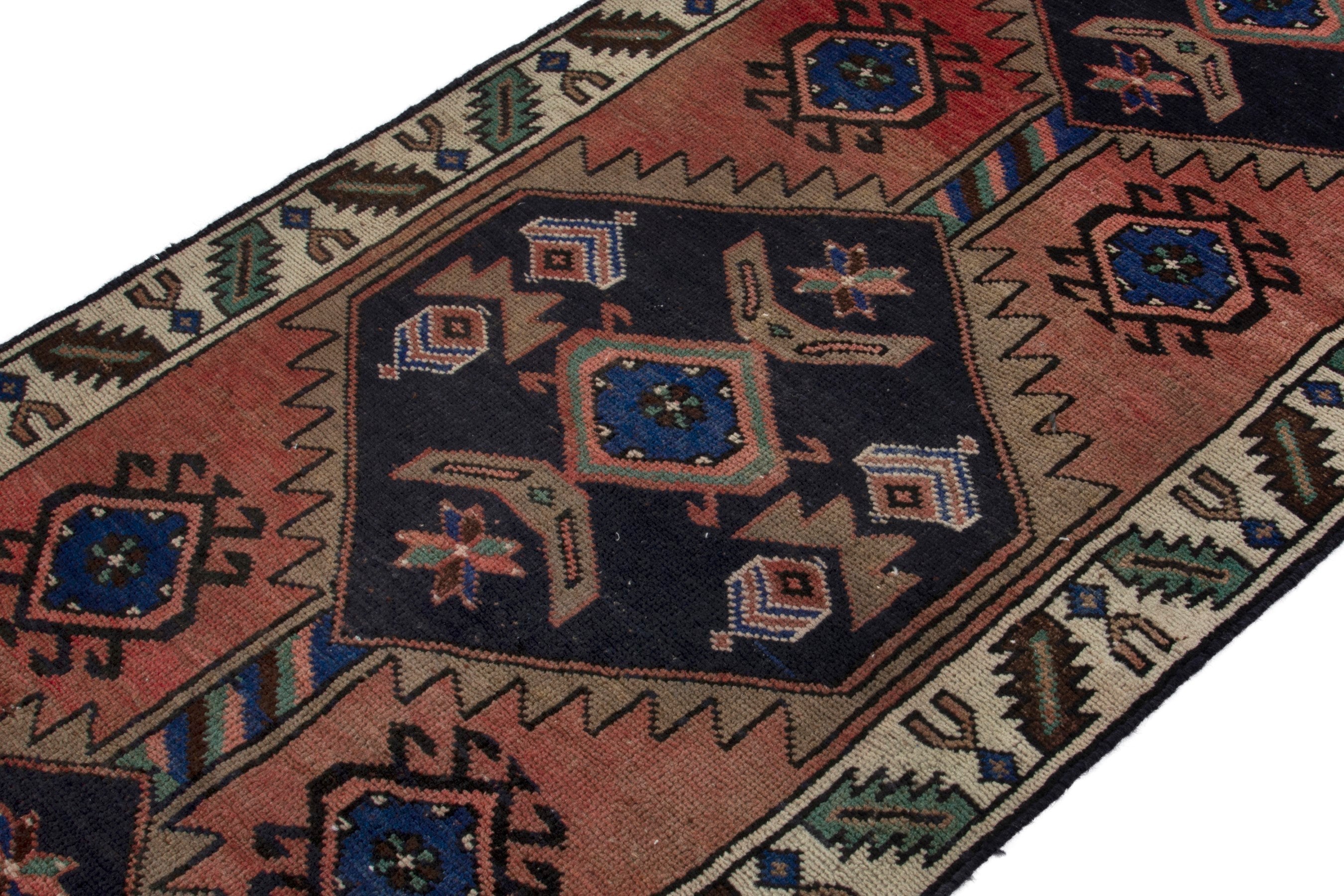 Persian Lori runner rug in rust and navy, view 6 of 18