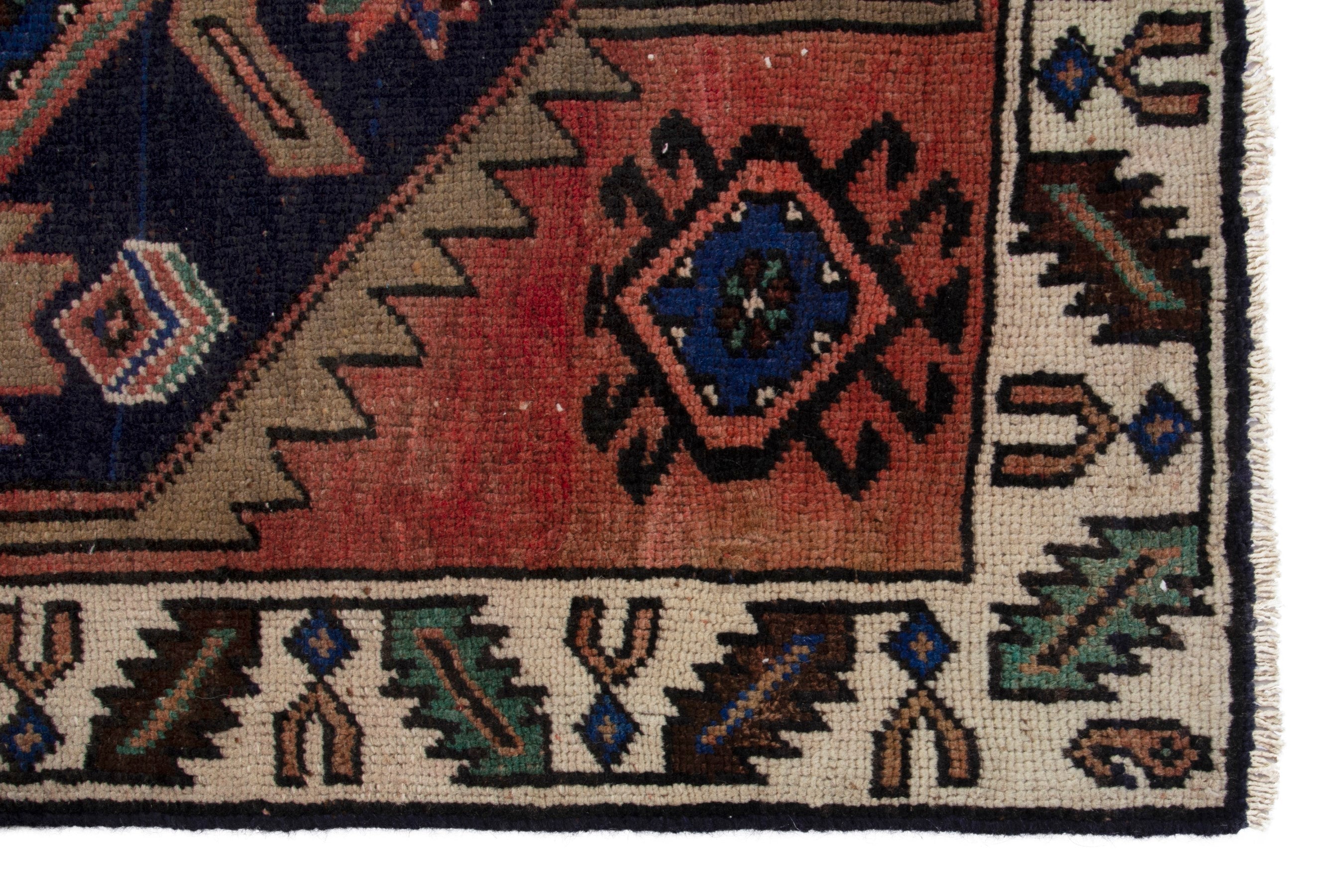 Persian Lori runner rug in rust and navy, view 9 of 18