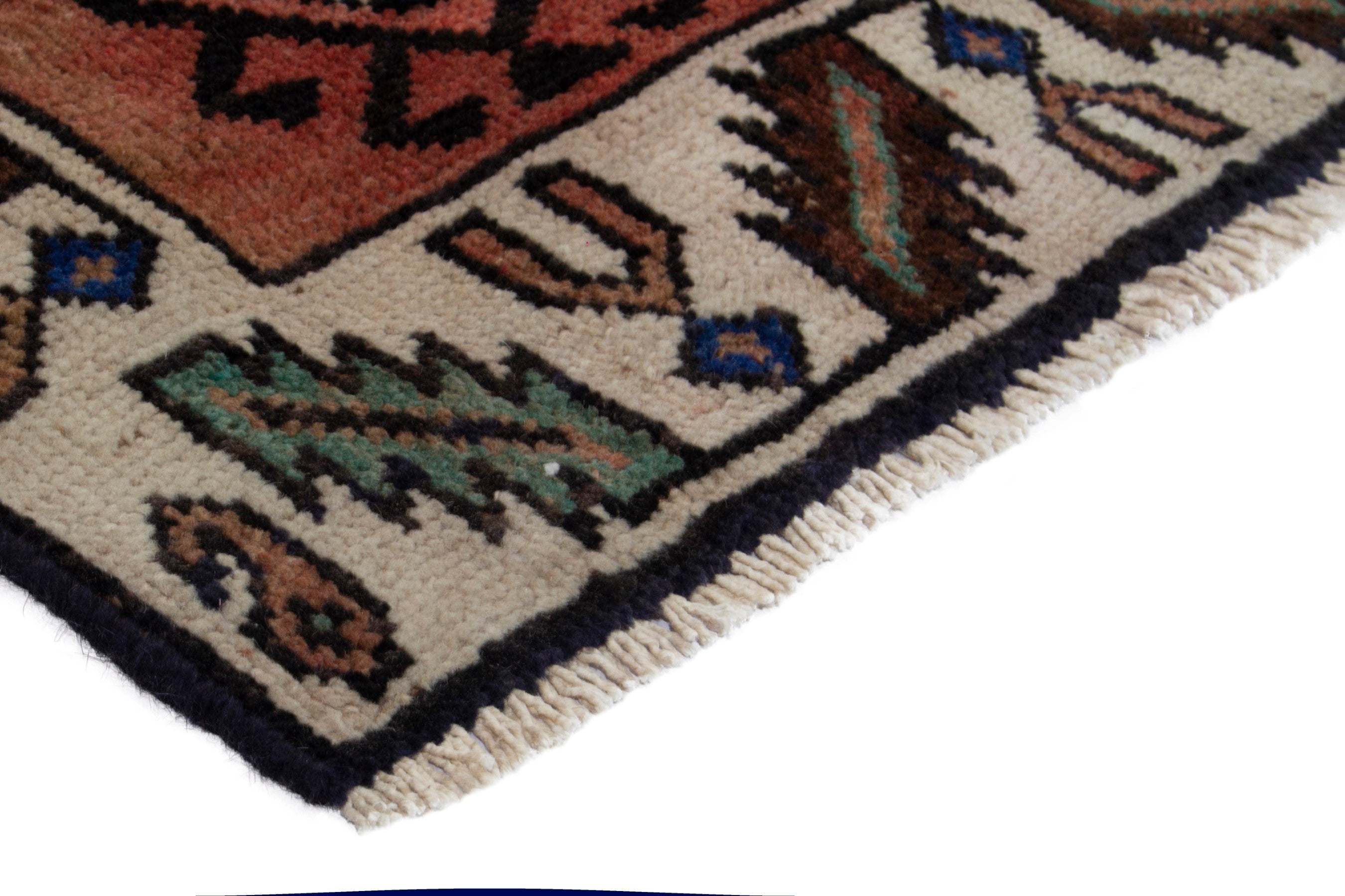 Persian Lori runner rug in rust and navy, view 4 of 18